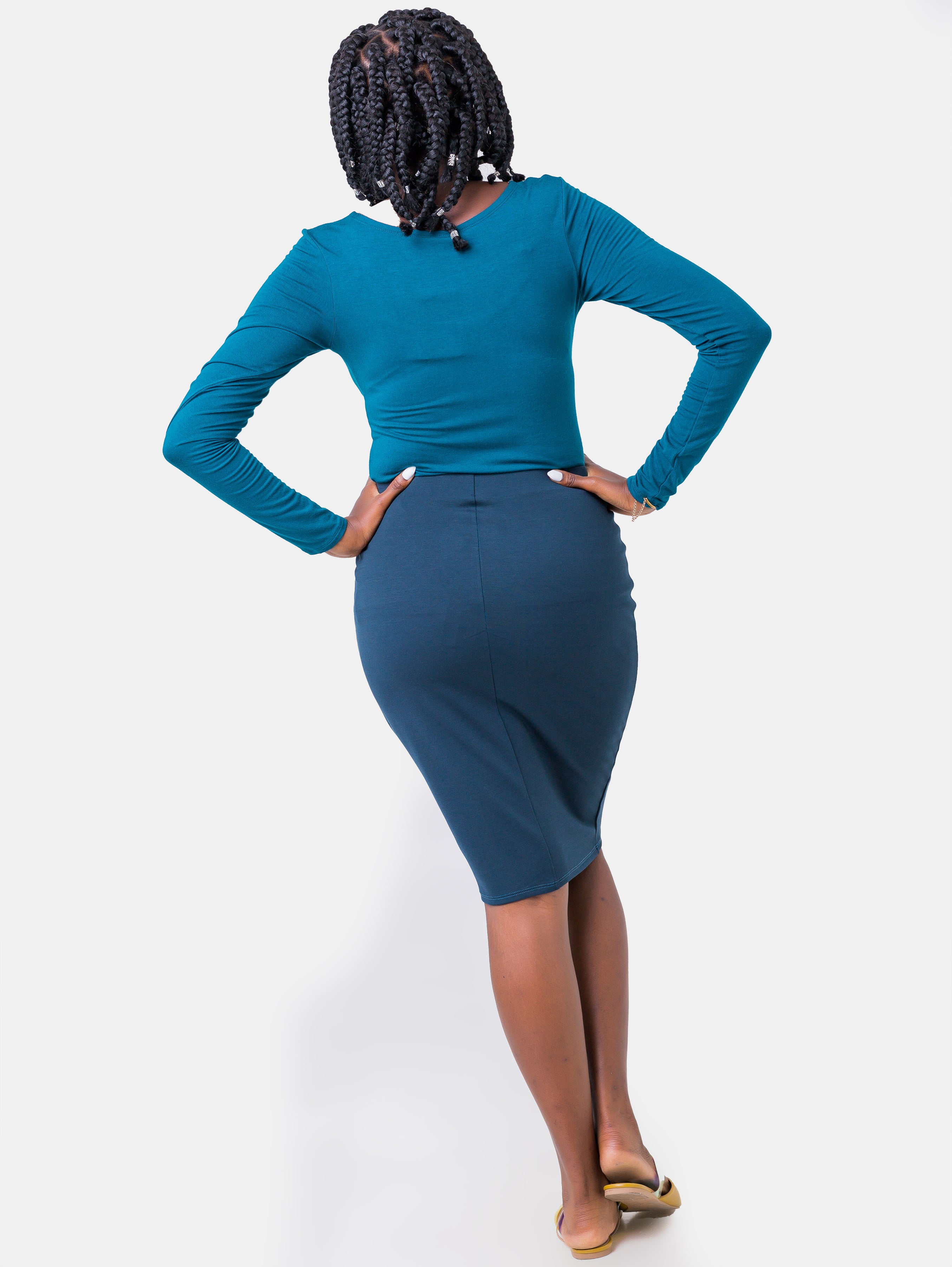 Vivo Panelled Pencil Skirt - Teal