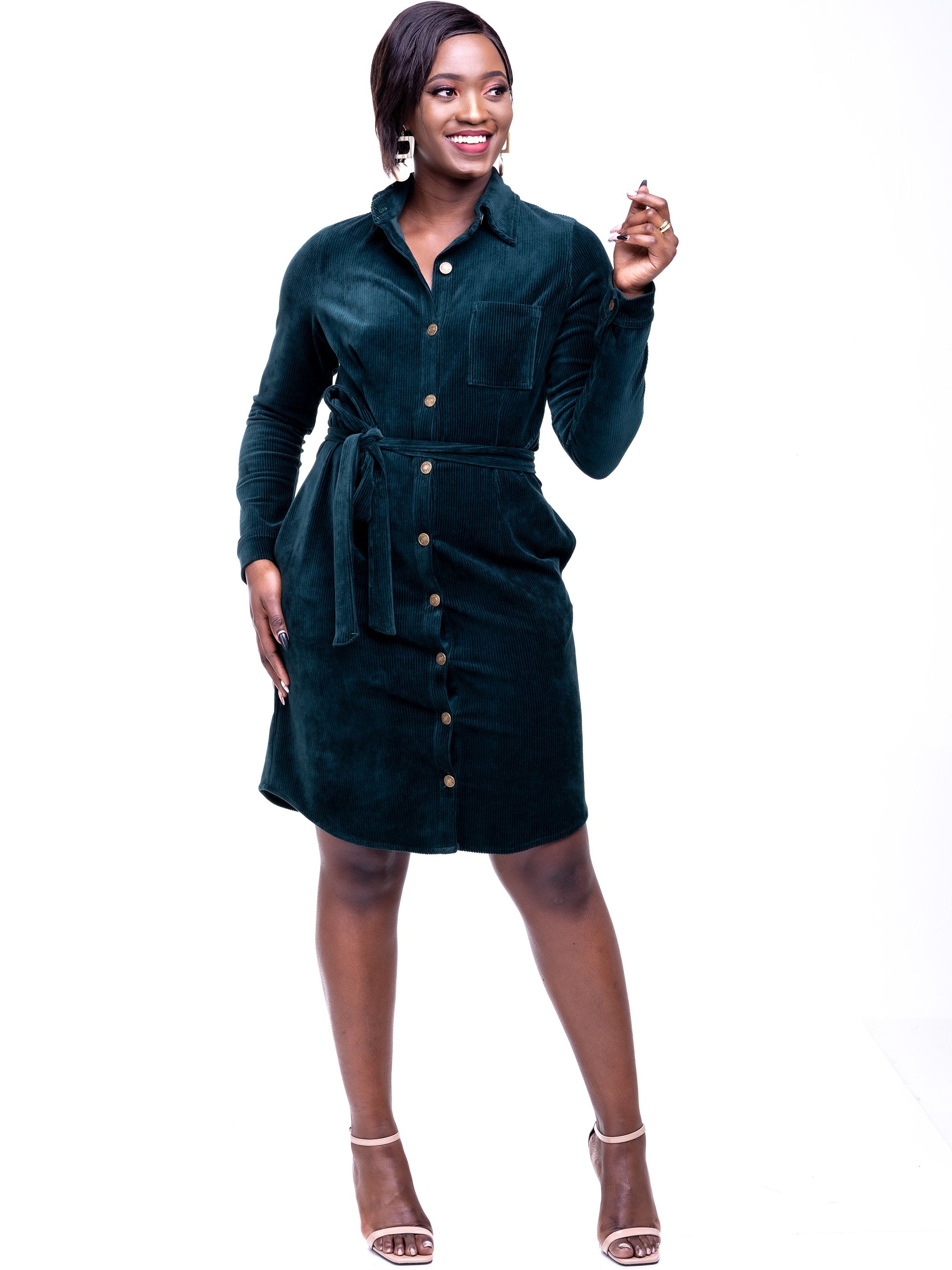 Safari Sahara Shirt Dress - Dark Green