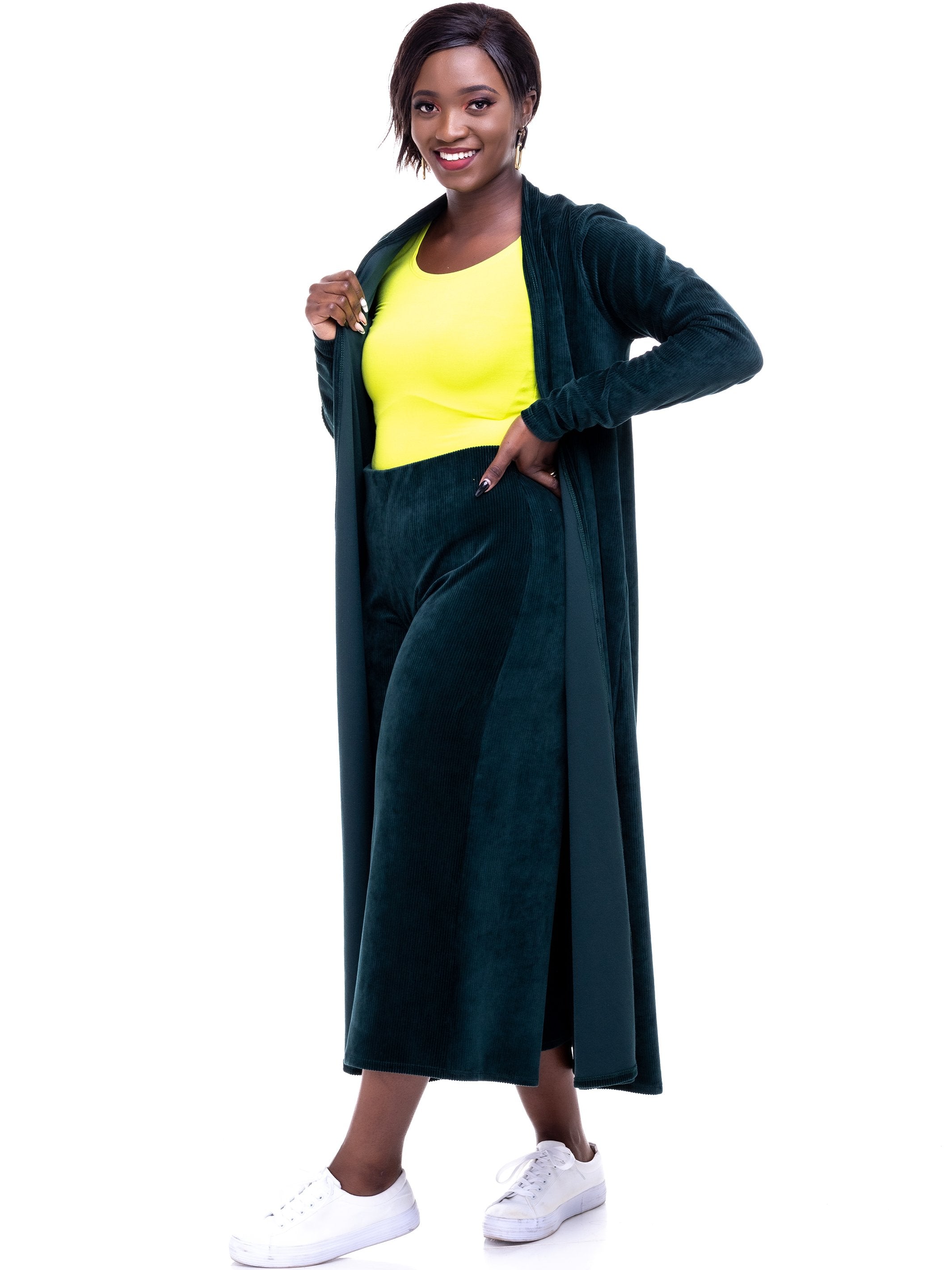 Safari Sahara Wide Leg Pants - Dark Green - Shop Zetu