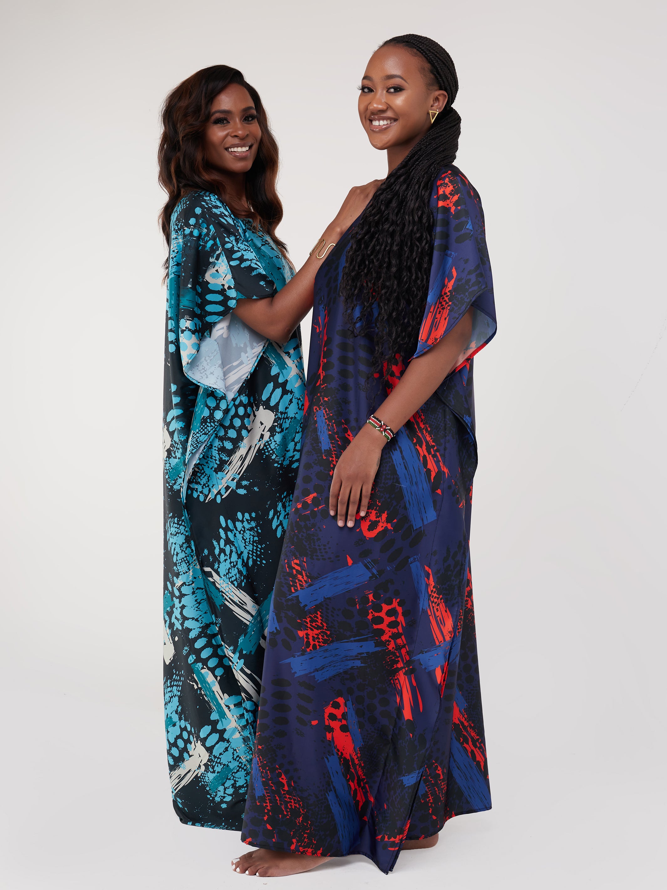 Vivo Tuni Satin Maxi Dira - Sea Green / Blue Print