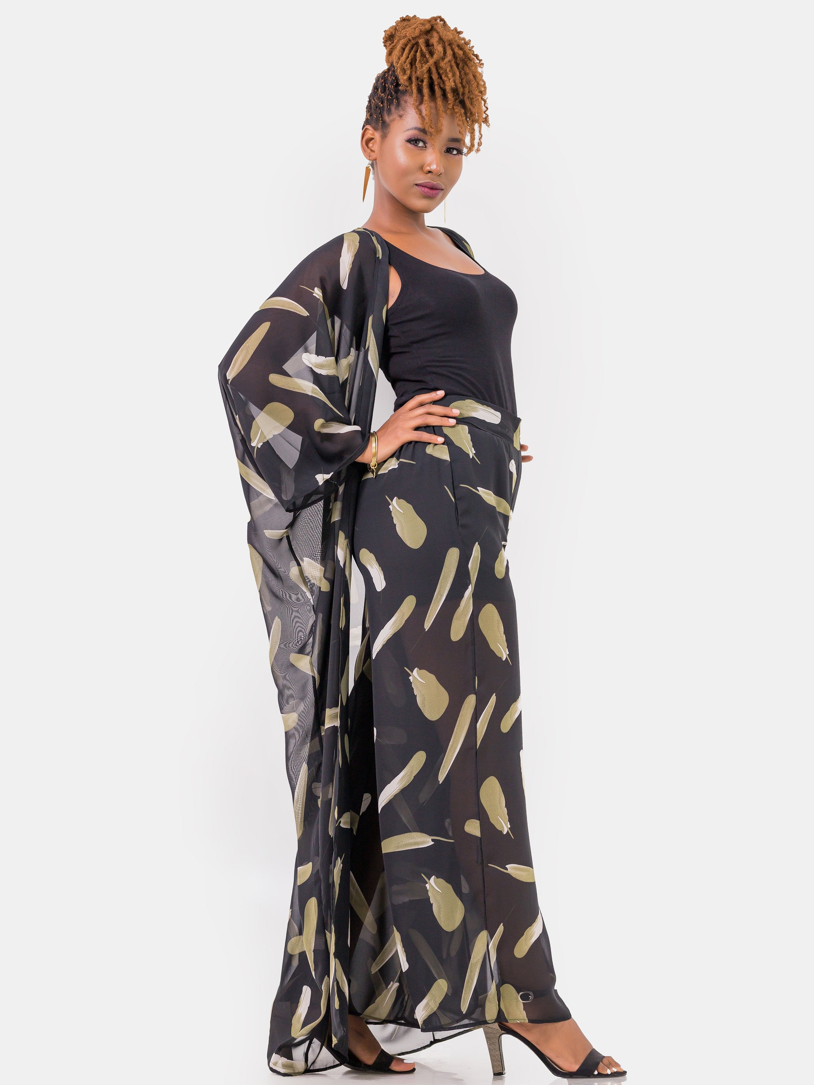 Vivo Tiwi Kimono Coverup - Brown-Print - Shop Zetu