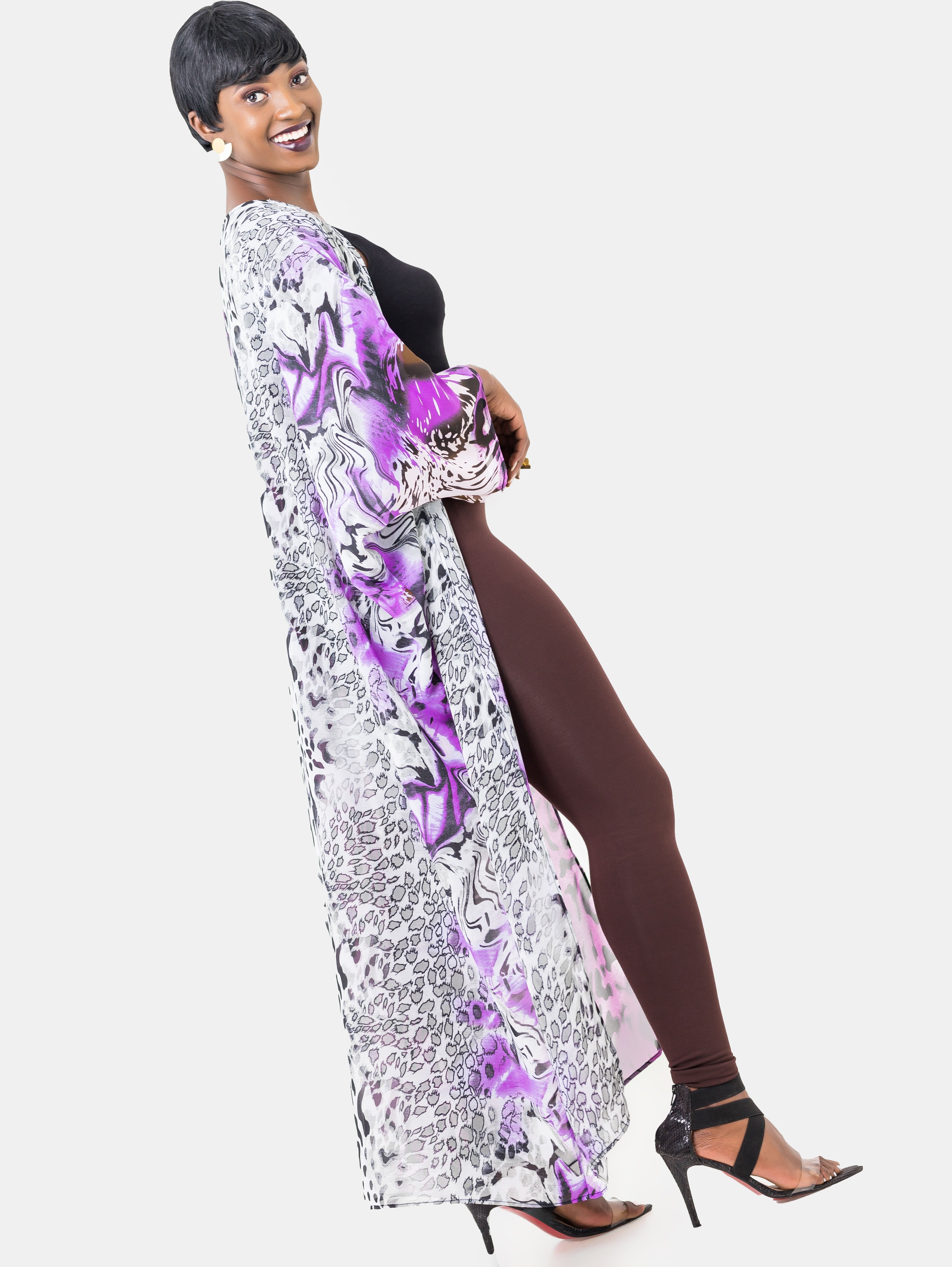 Vivo Tiwi Kimono Coverup - Purple Print - Shop Zetu