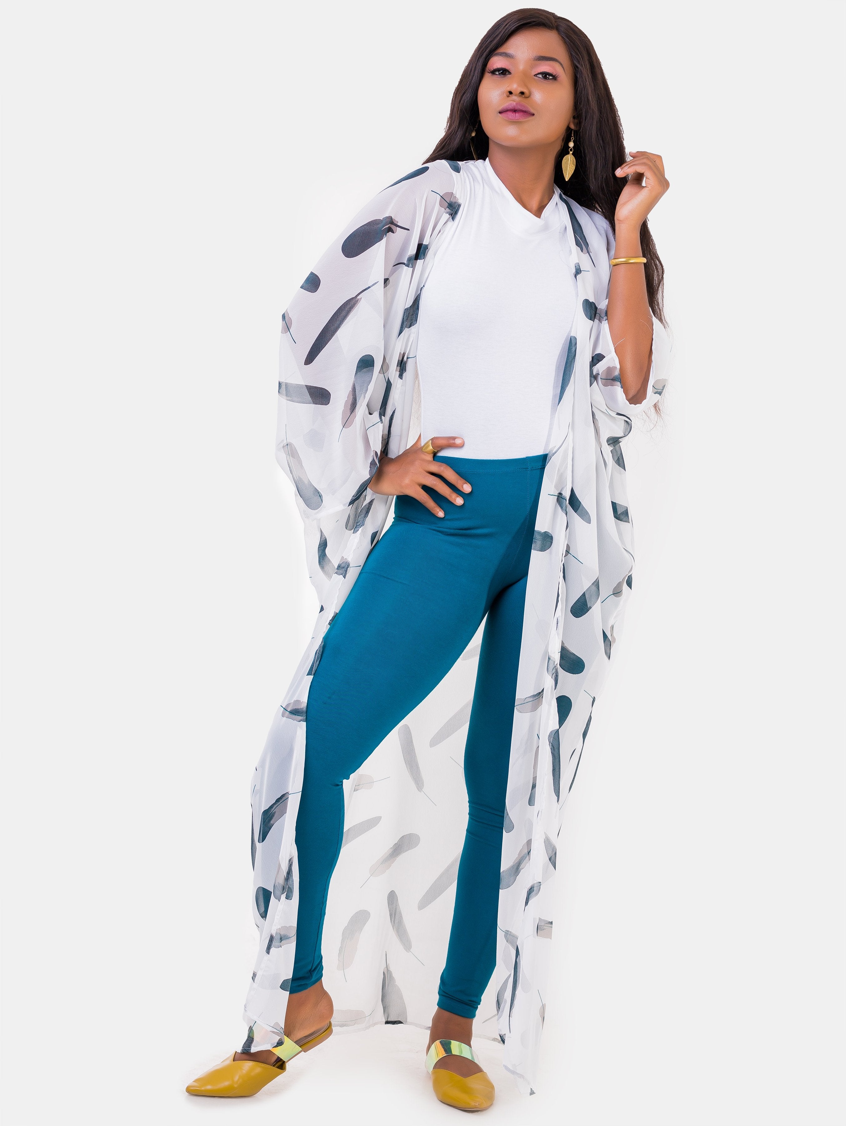 Vivo Tiwi Kimono Coverup - White Print - Shop Zetu