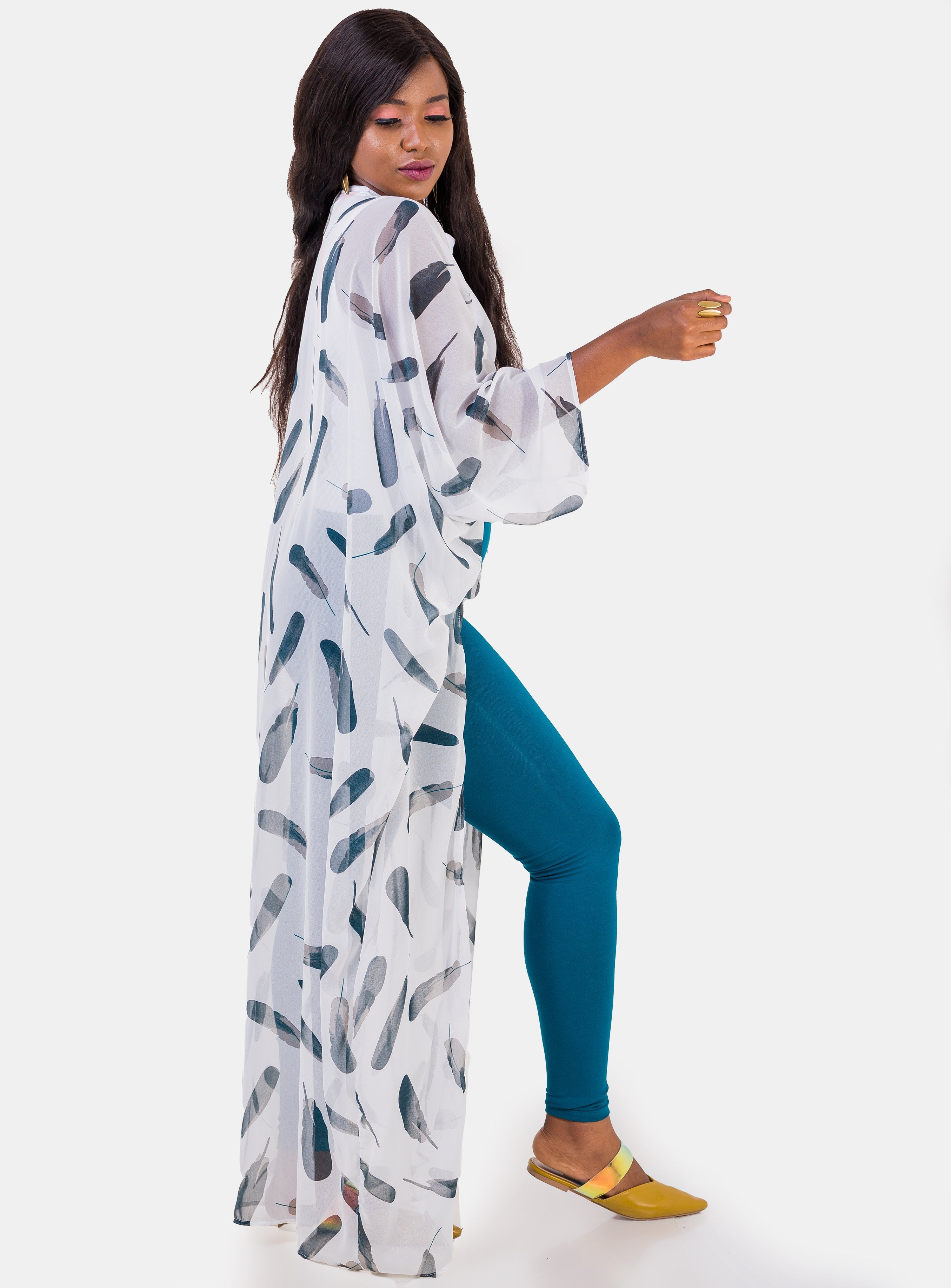 Vivo Tiwi Kimono Coverup - White Print - Shop Zetu