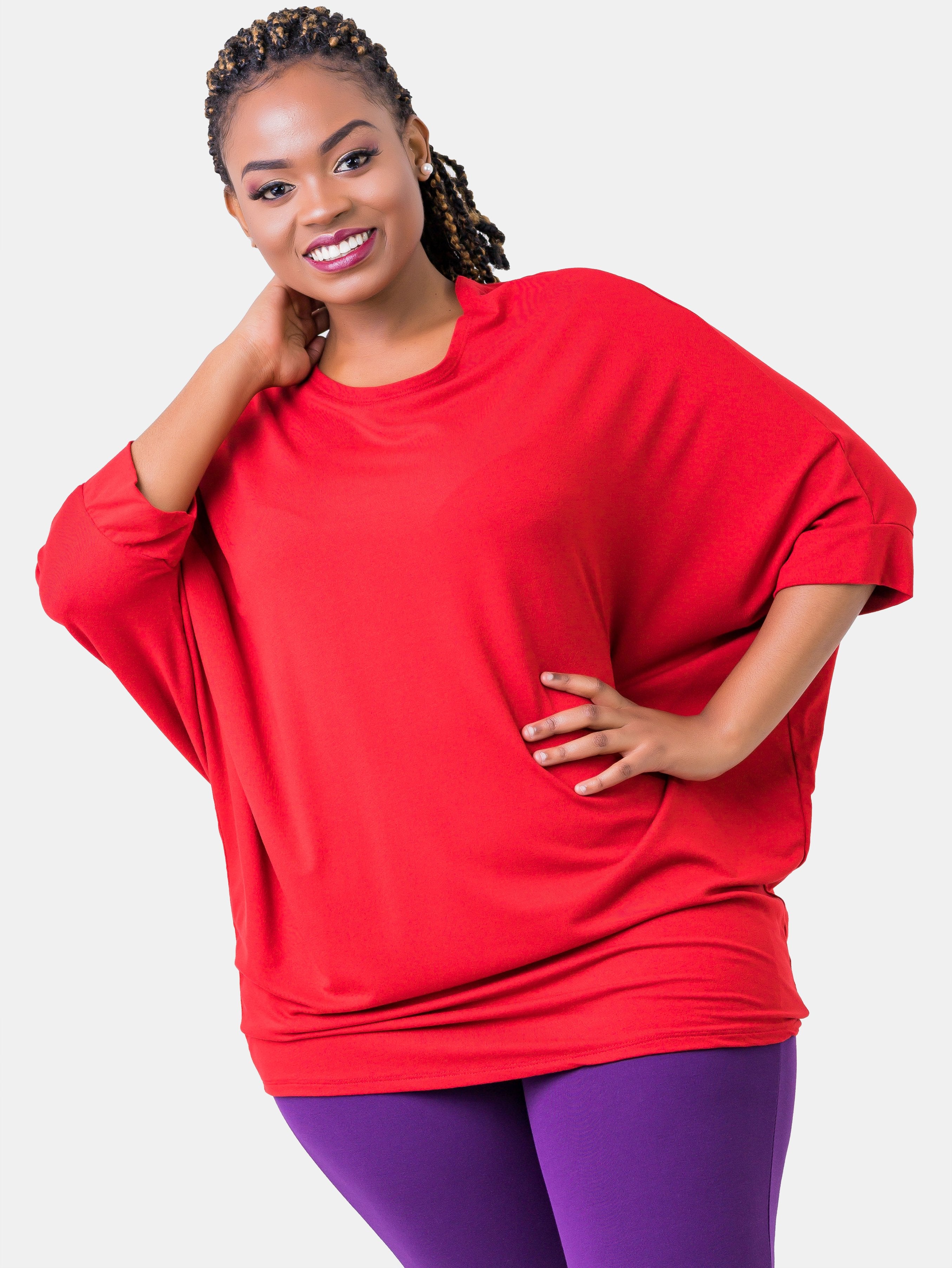 Vivo Annie Dolman Top - Red - Shop Zetu