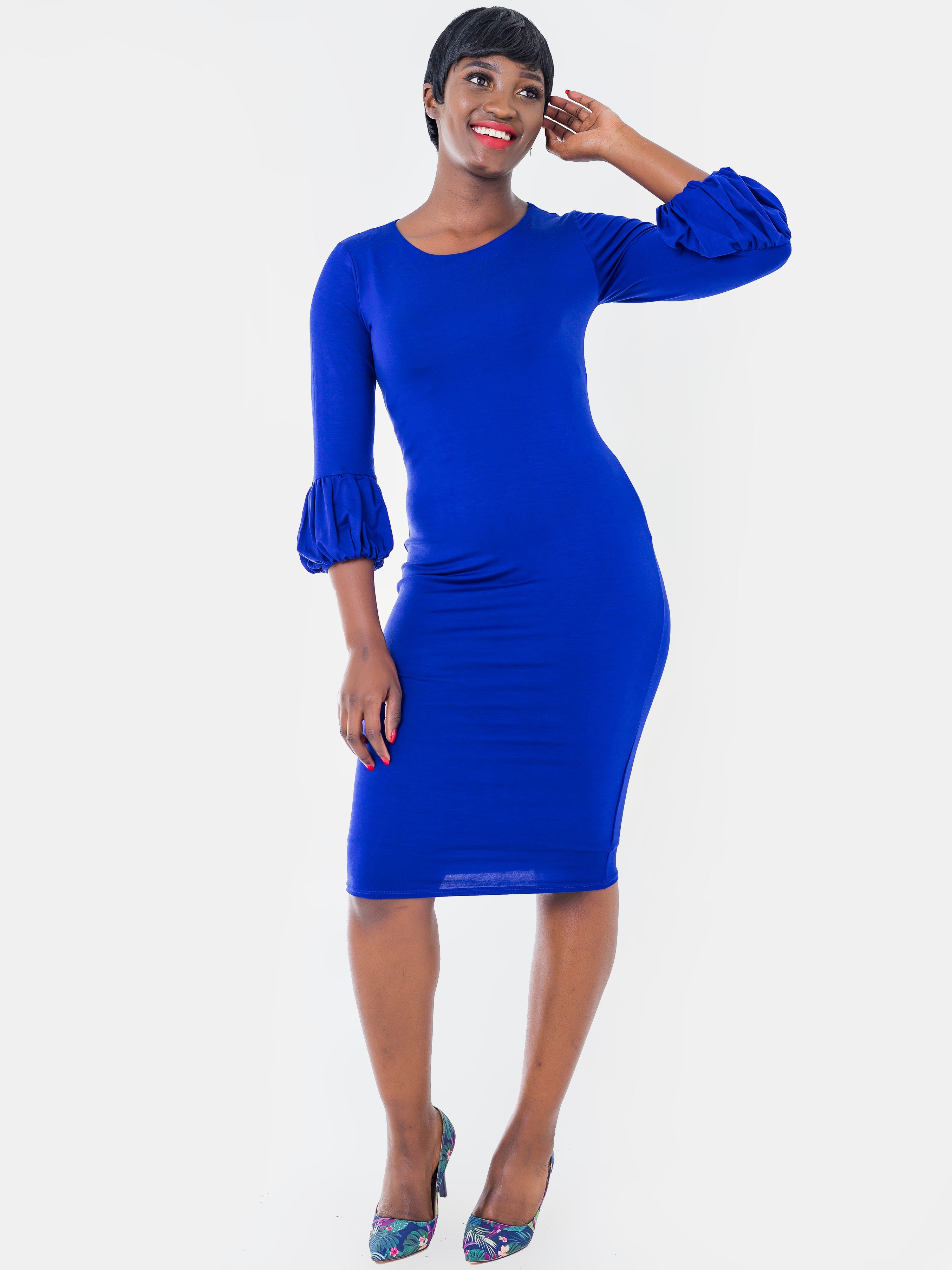 Vivo Basic Puff Sleeved Bodycon - Royal Blue