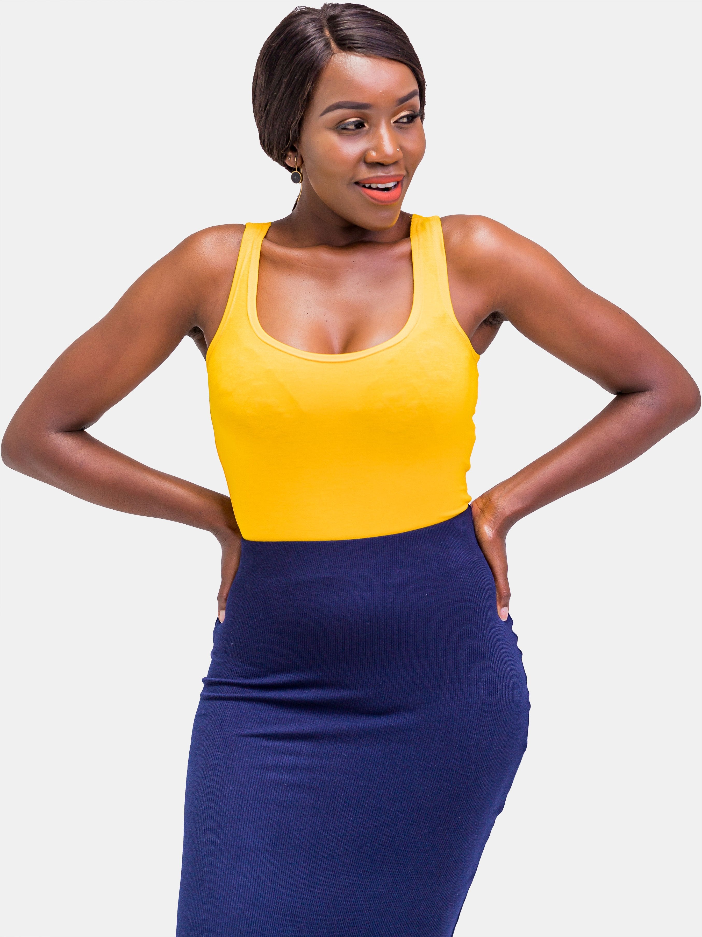 Zetu Basic Sleeveless Bodysuit - Yellow - Shop Zetu