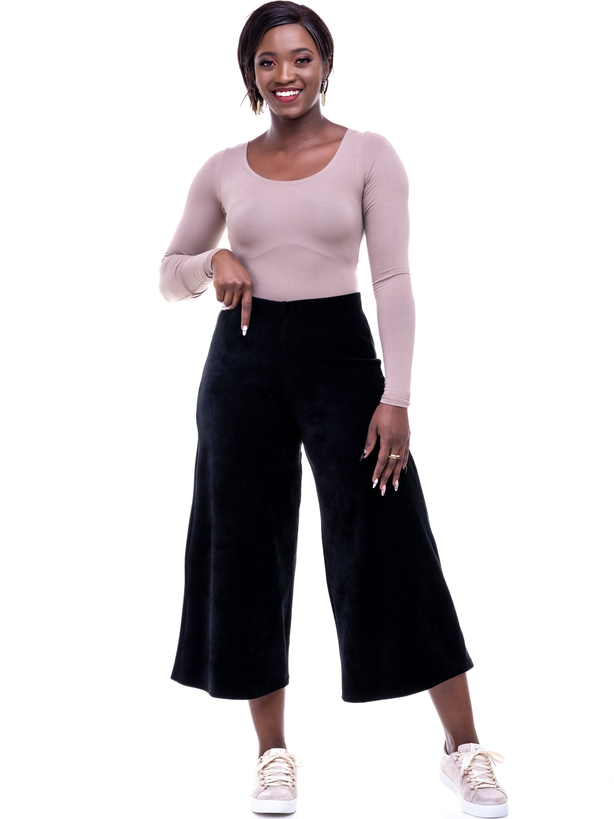 Safari Sahara Wide Leg Pants - Black - Shop Zetu