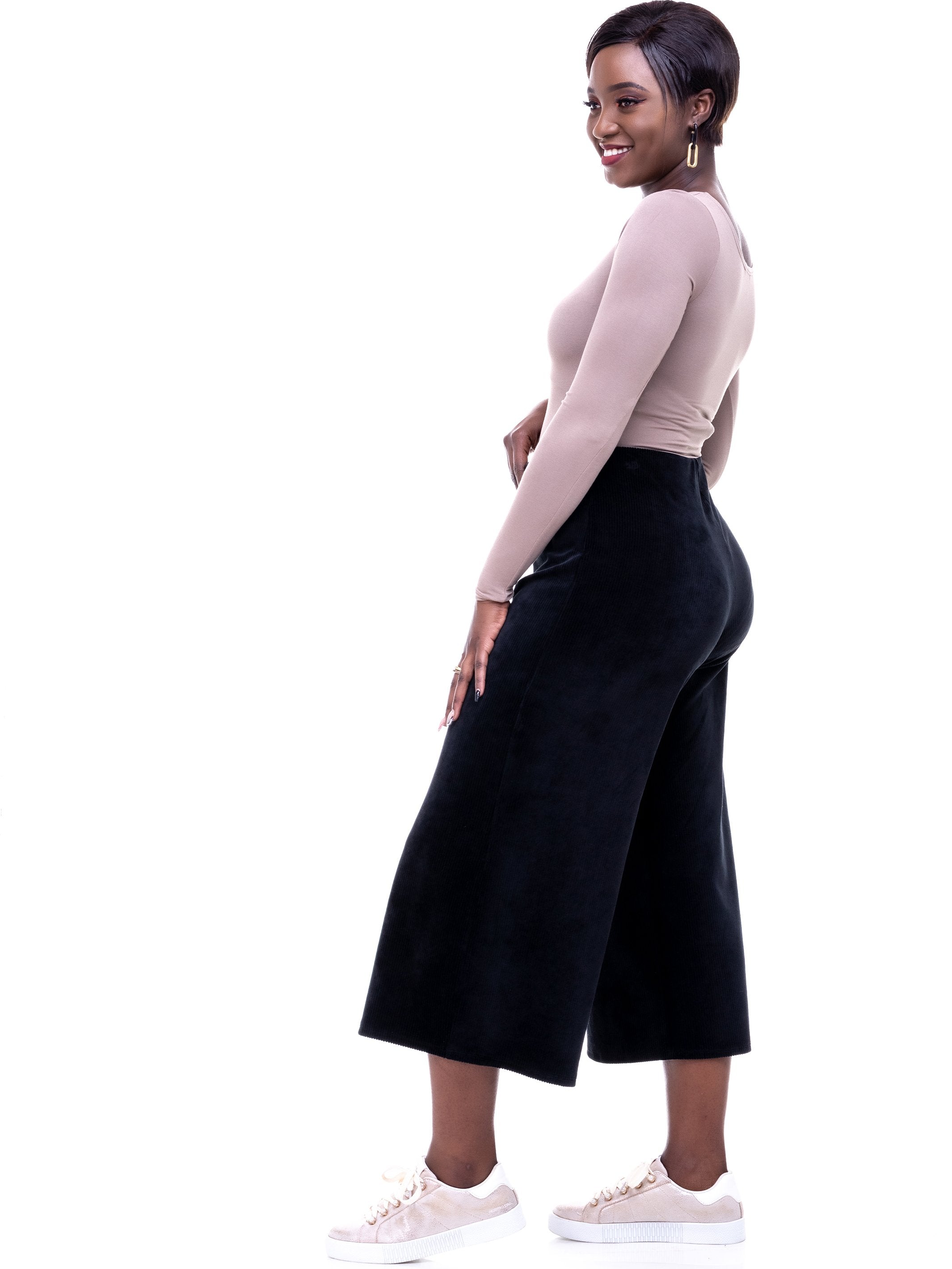 Safari Sahara Wide Leg Pants - Black - Shop Zetu