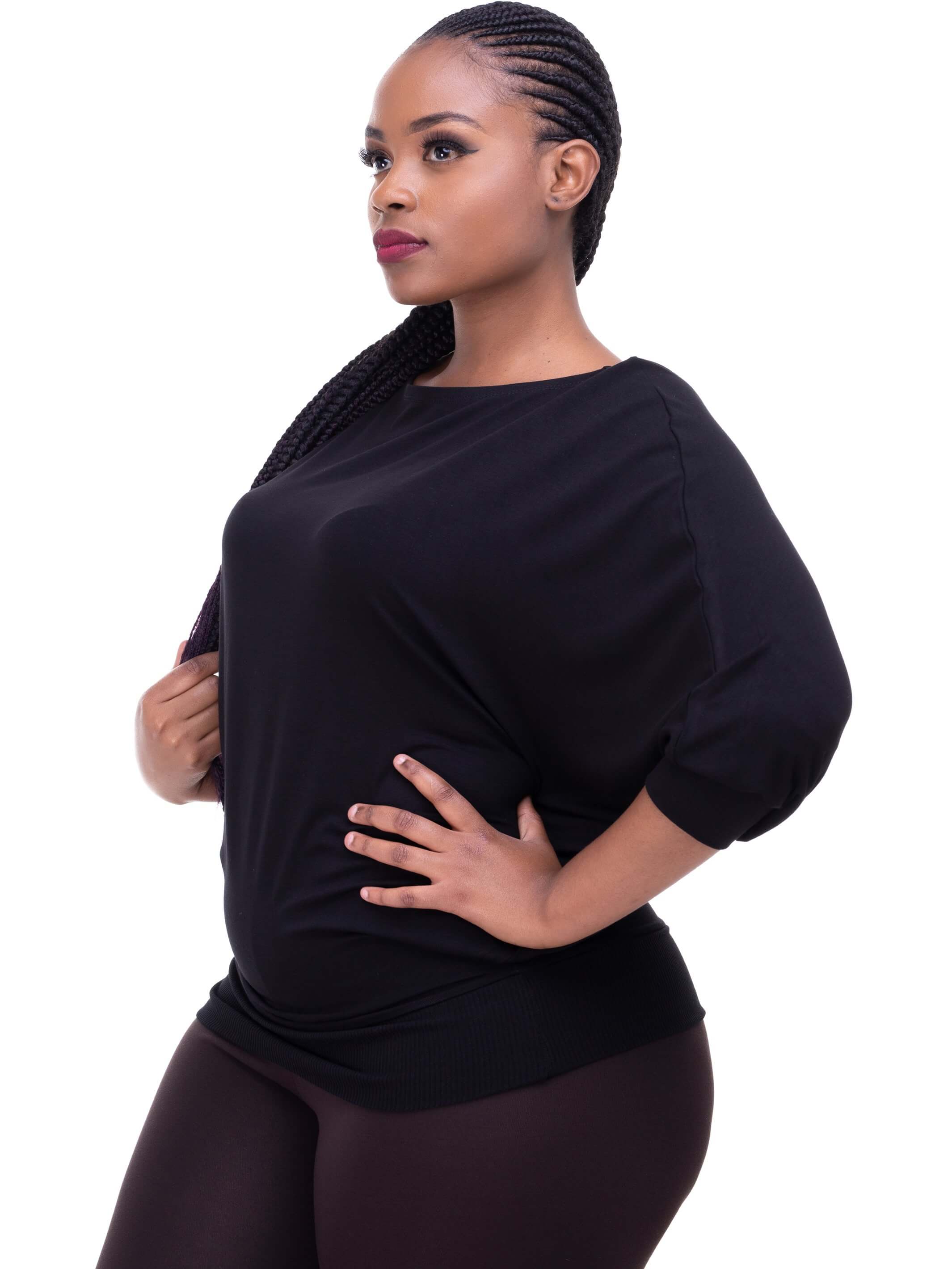 Vivo Tolani Jersey Dolman Top - Black - Shop Zetu