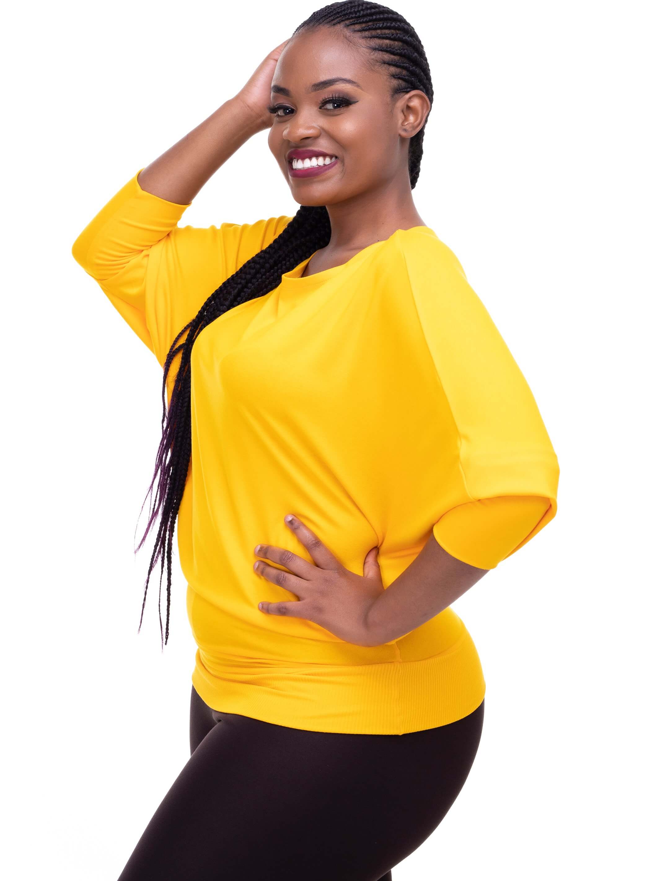 Vivo Tolani Jersey Dolman Top - Yellow - Shop Zetu