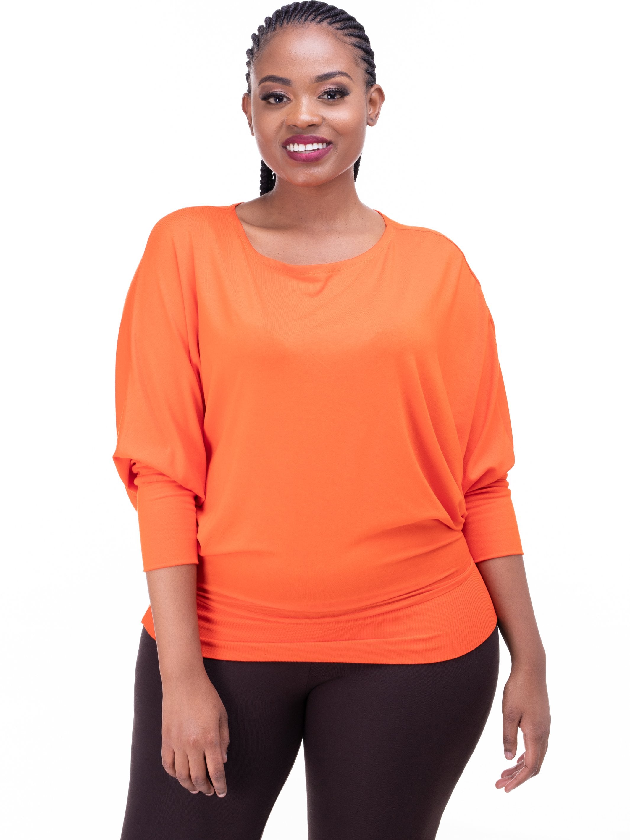 Vivo Tolani Jersey Dolman Top - Orange - Shop Zetu
