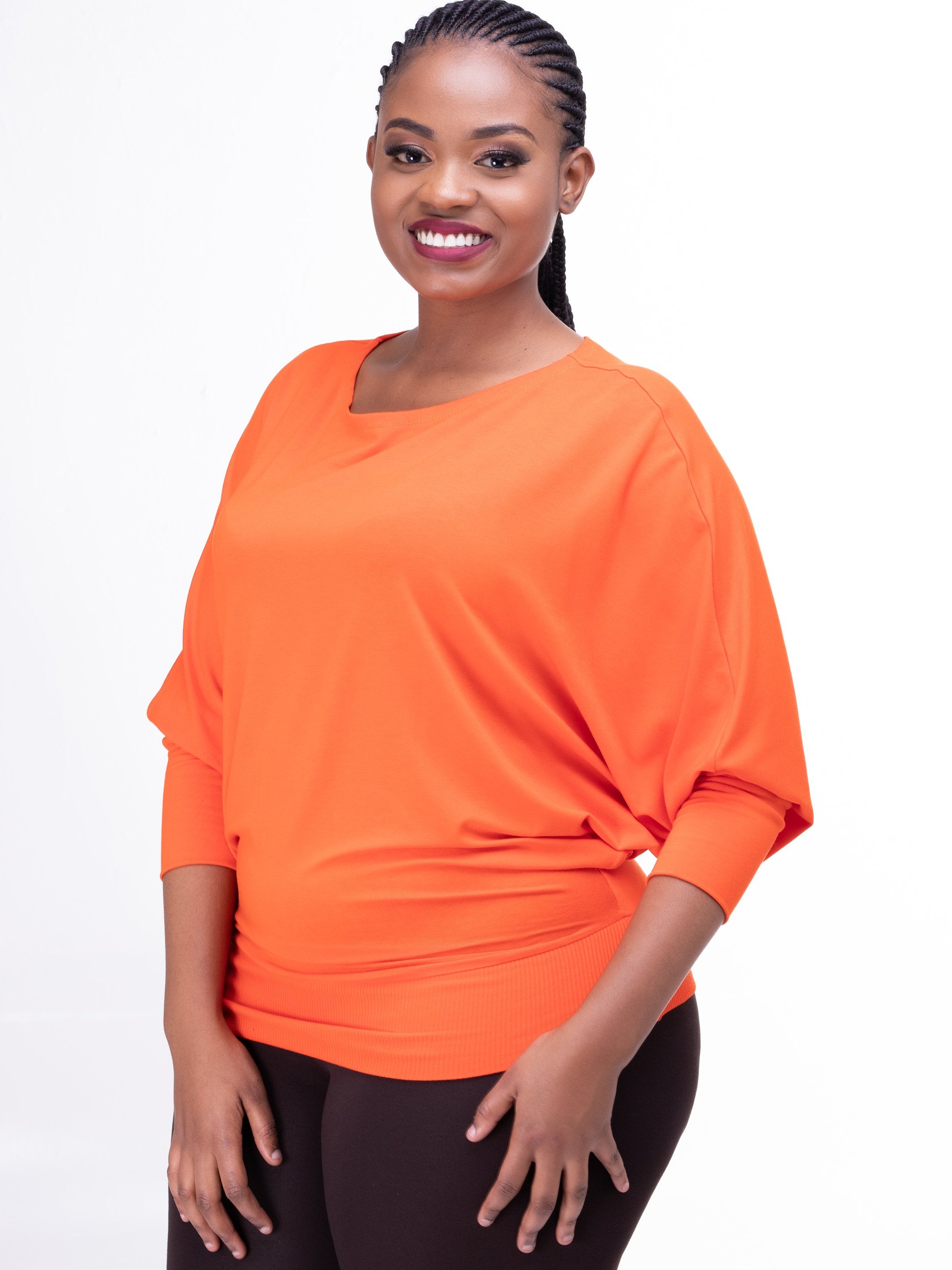 Vivo Tolani Jersey Dolman Top - Orange - Shop Zetu