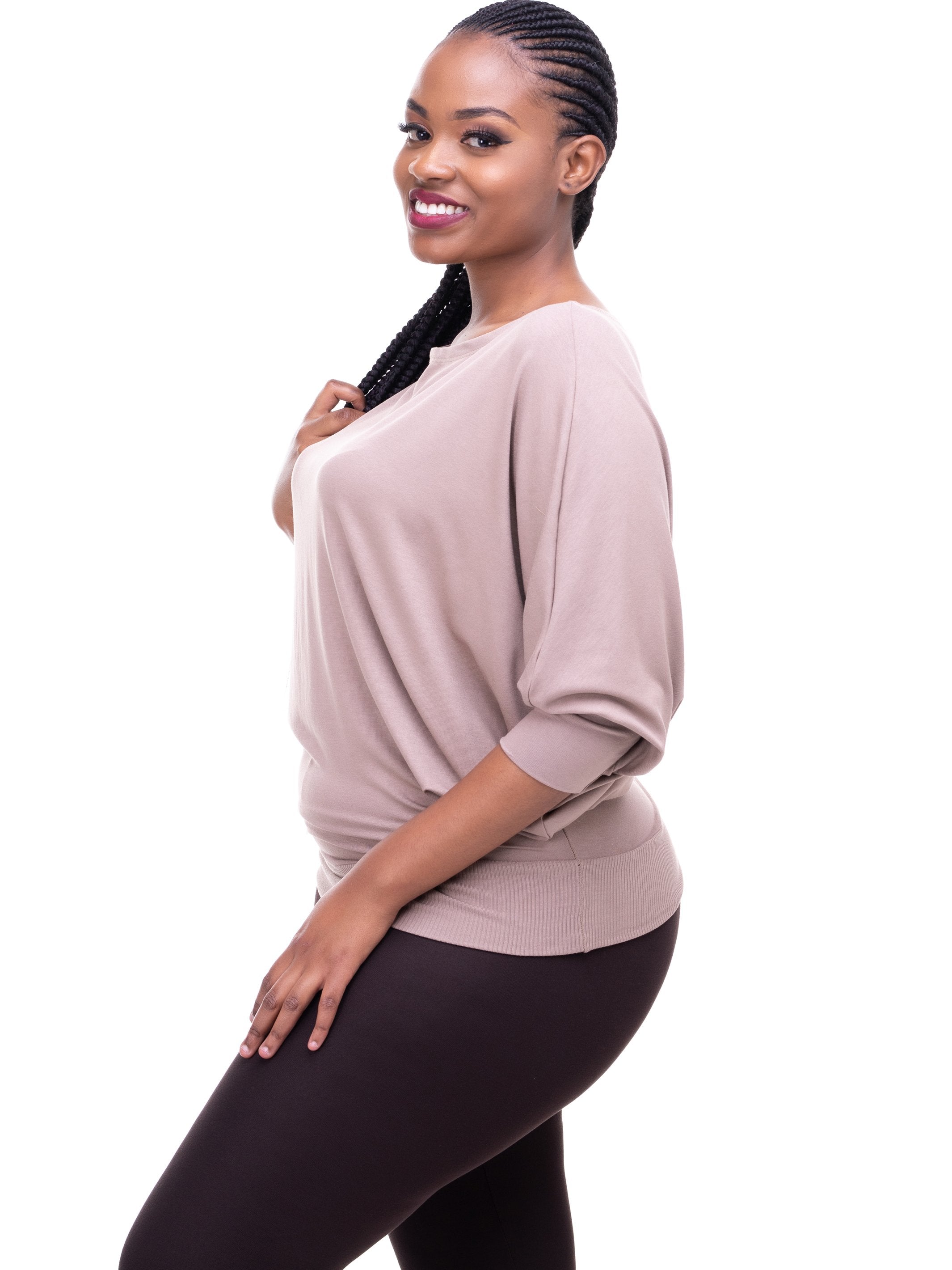 Vivo Tolani Jersey Dolman Top - Taupe - Shop Zetu