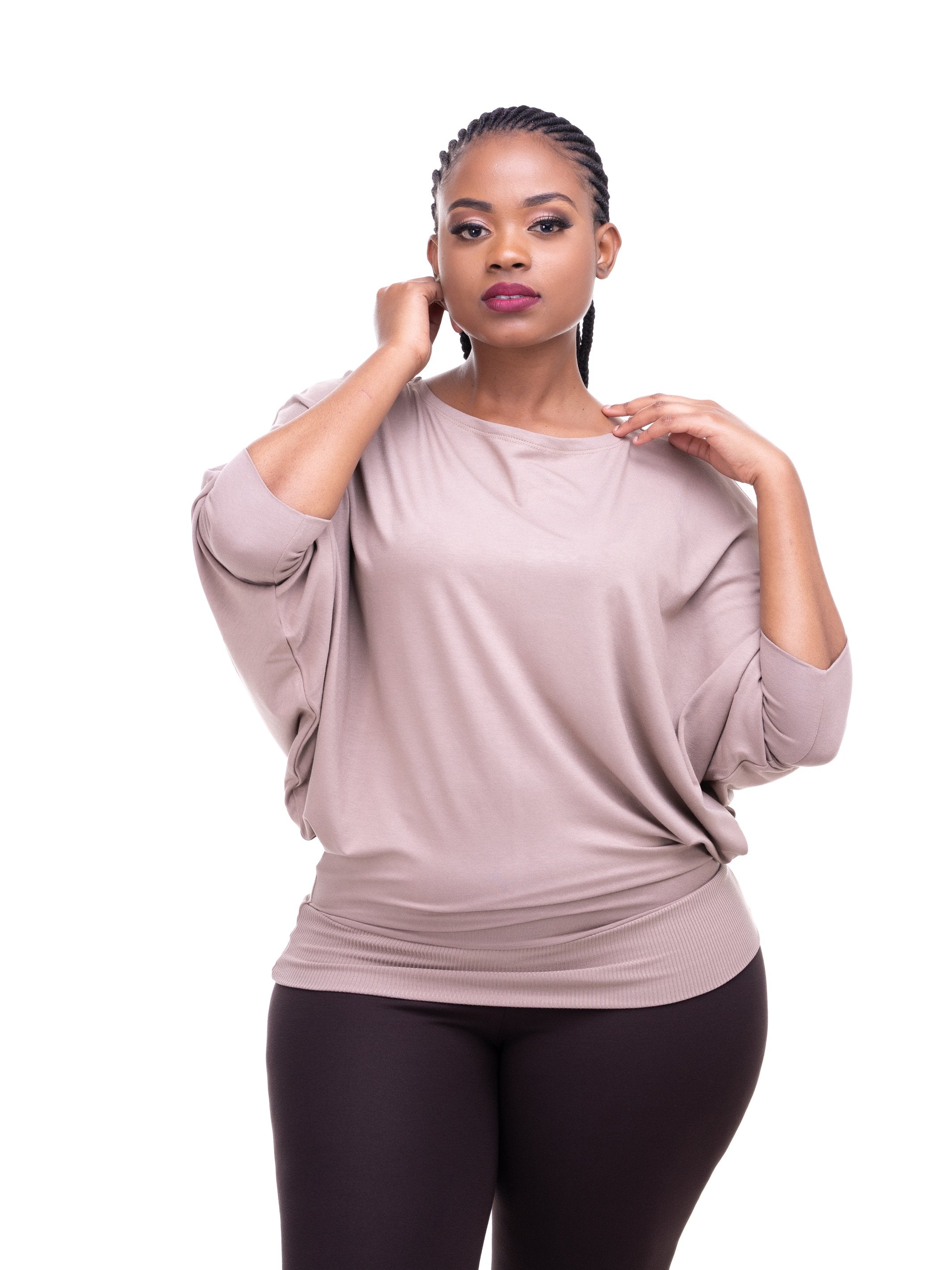 Vivo Tolani Jersey Dolman Top - Taupe - Shop Zetu