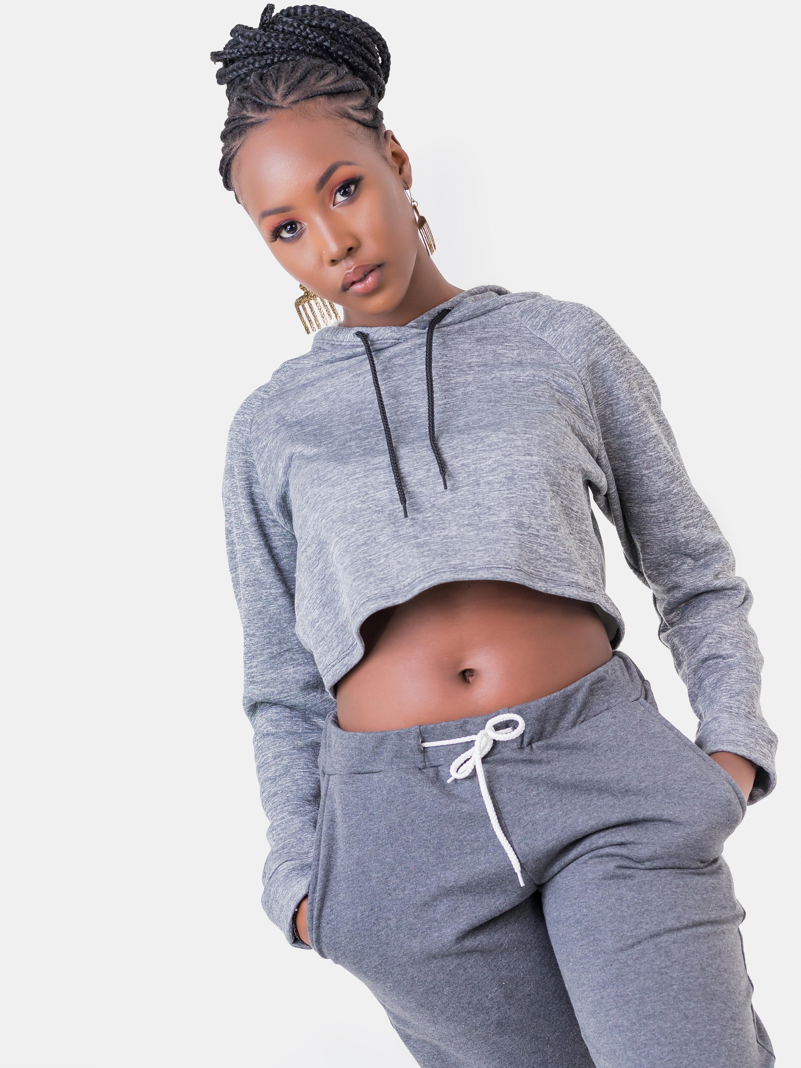 Zetu Crop Hoodie - Dark Grey - Shop Zetu