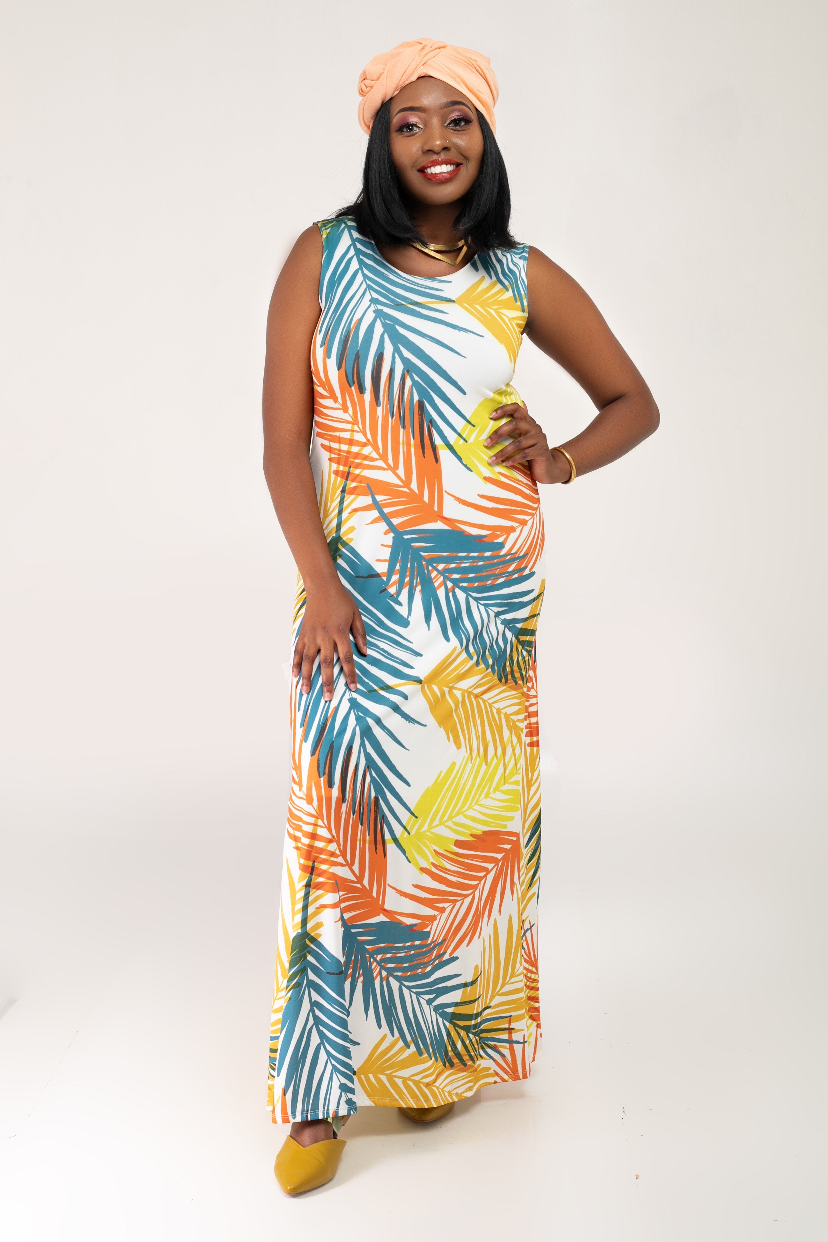 Vivo Olivia A-Line Maxi Dress - Yellow Print - Shop Zetu