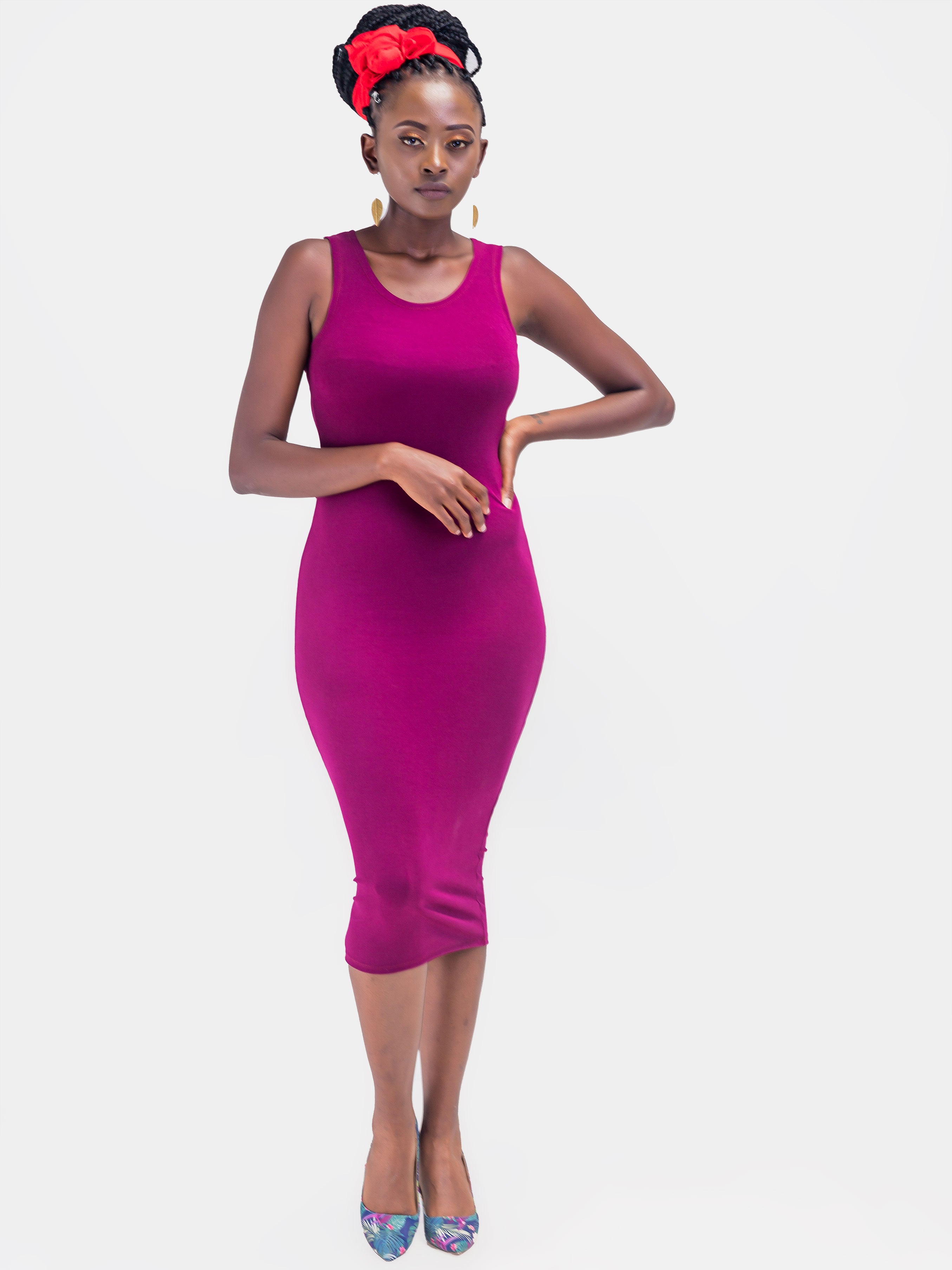 Vivo Basic Sleeveless Leila Bodycon Dress - Burgundy