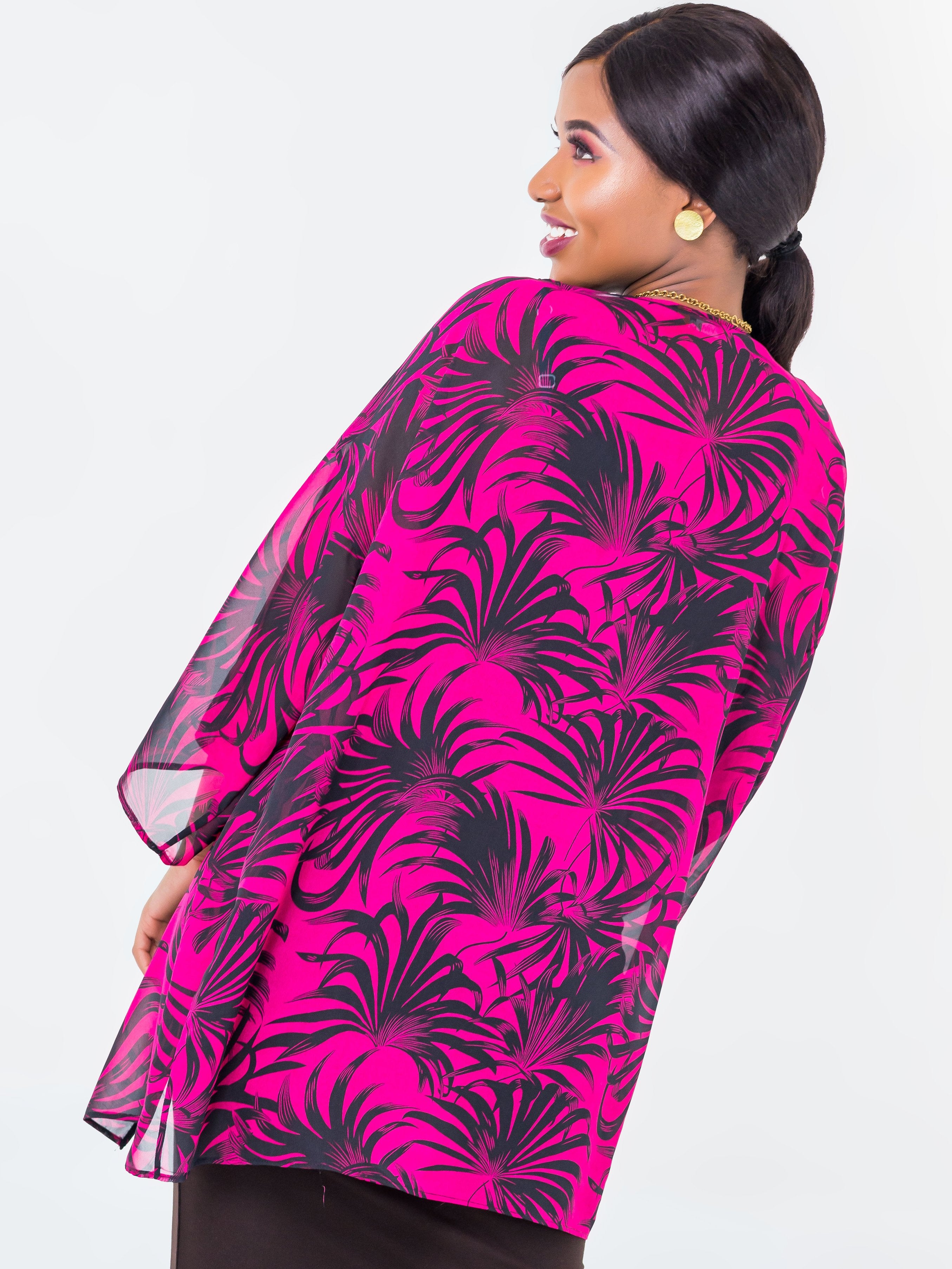 Vivo Tiwi Short Kimono - Fuchsia Print - Shop Zetu