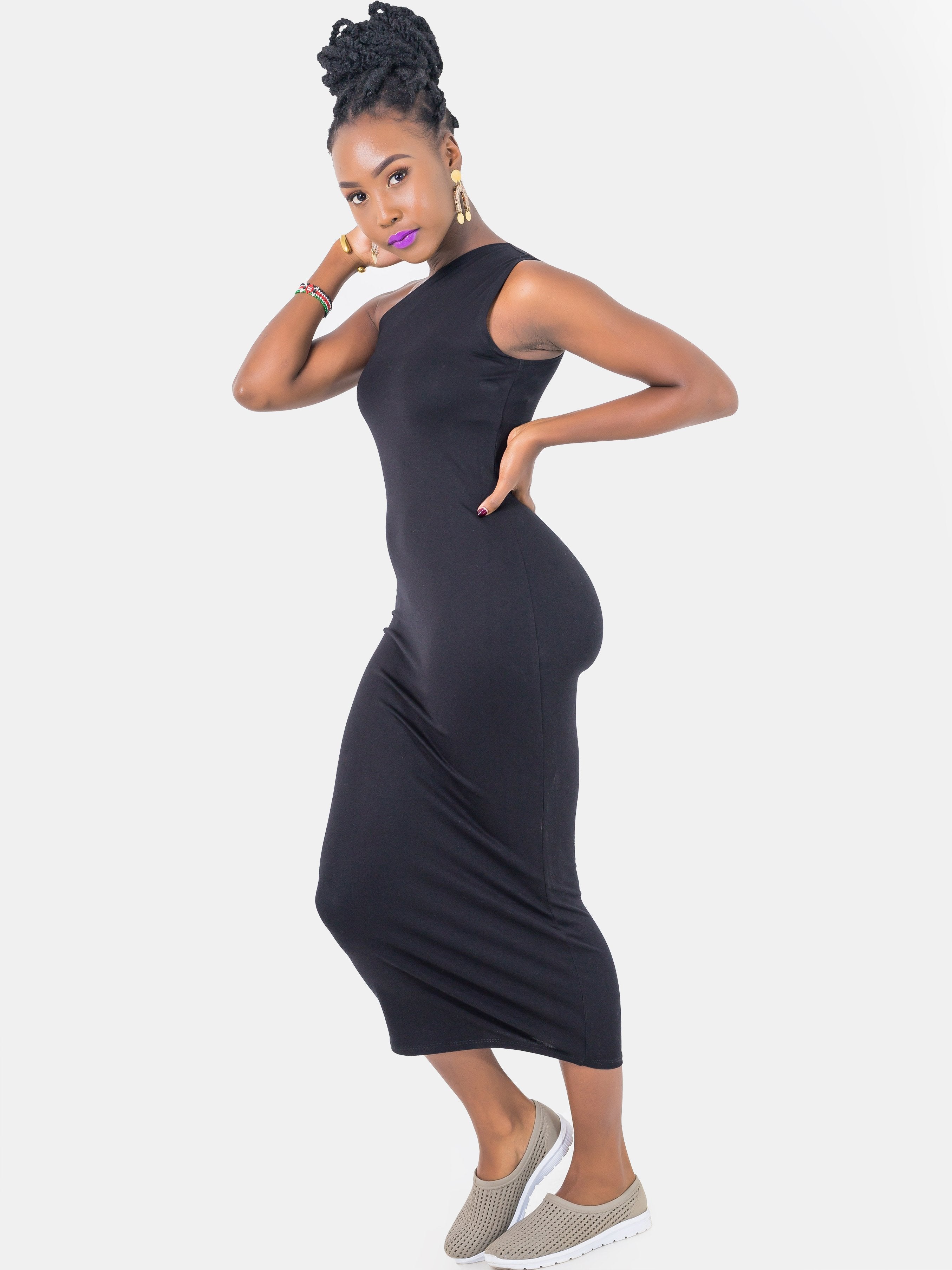 Zetu Jersey One Shoulder Bodycon - Black - Shop Zetu