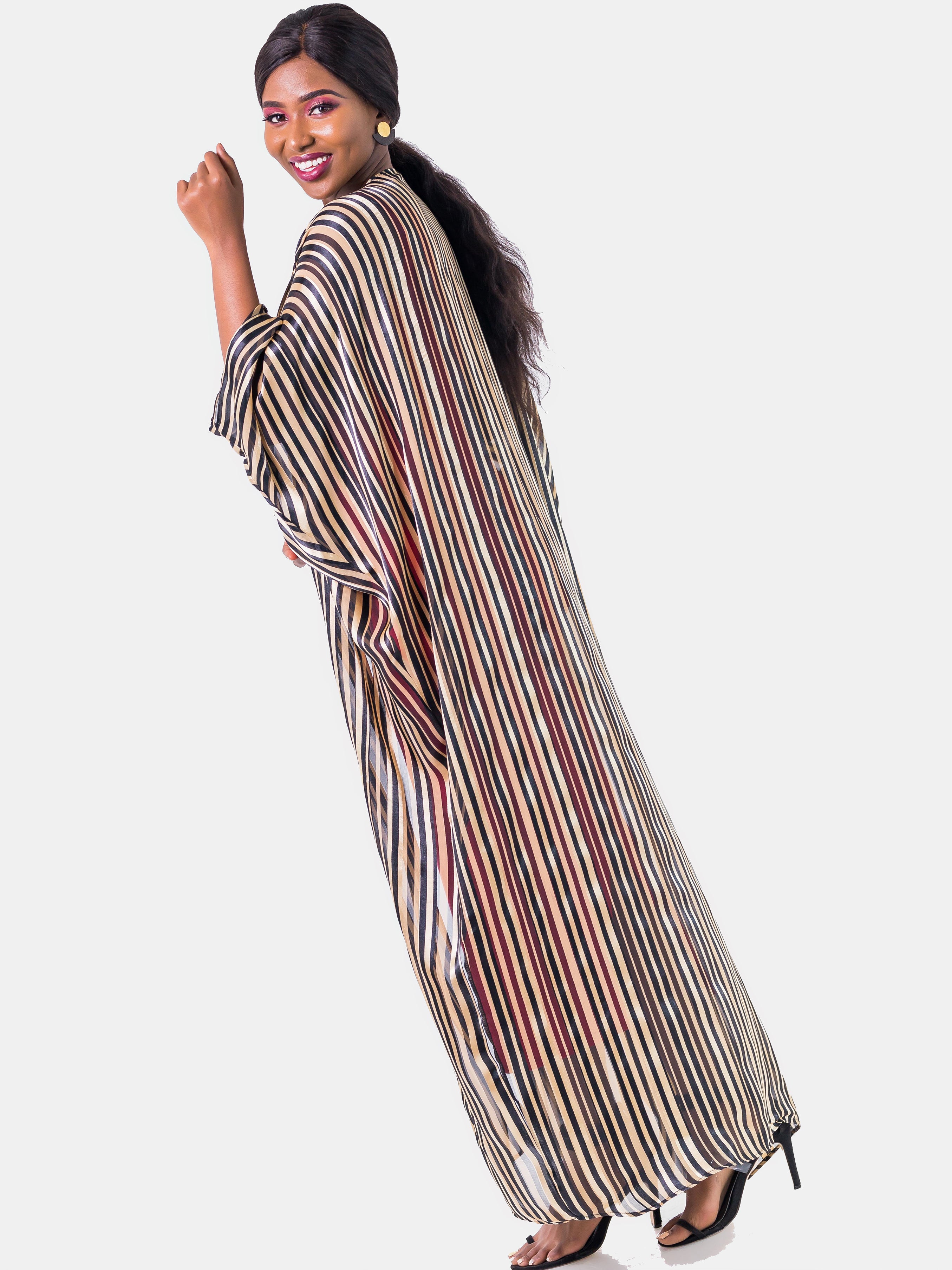 Vivo BG Kimono Coverup - Black Pinstripes  Print