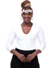 Vivo Basic 3/4 Sleeved Double Layered Bodysuit - White