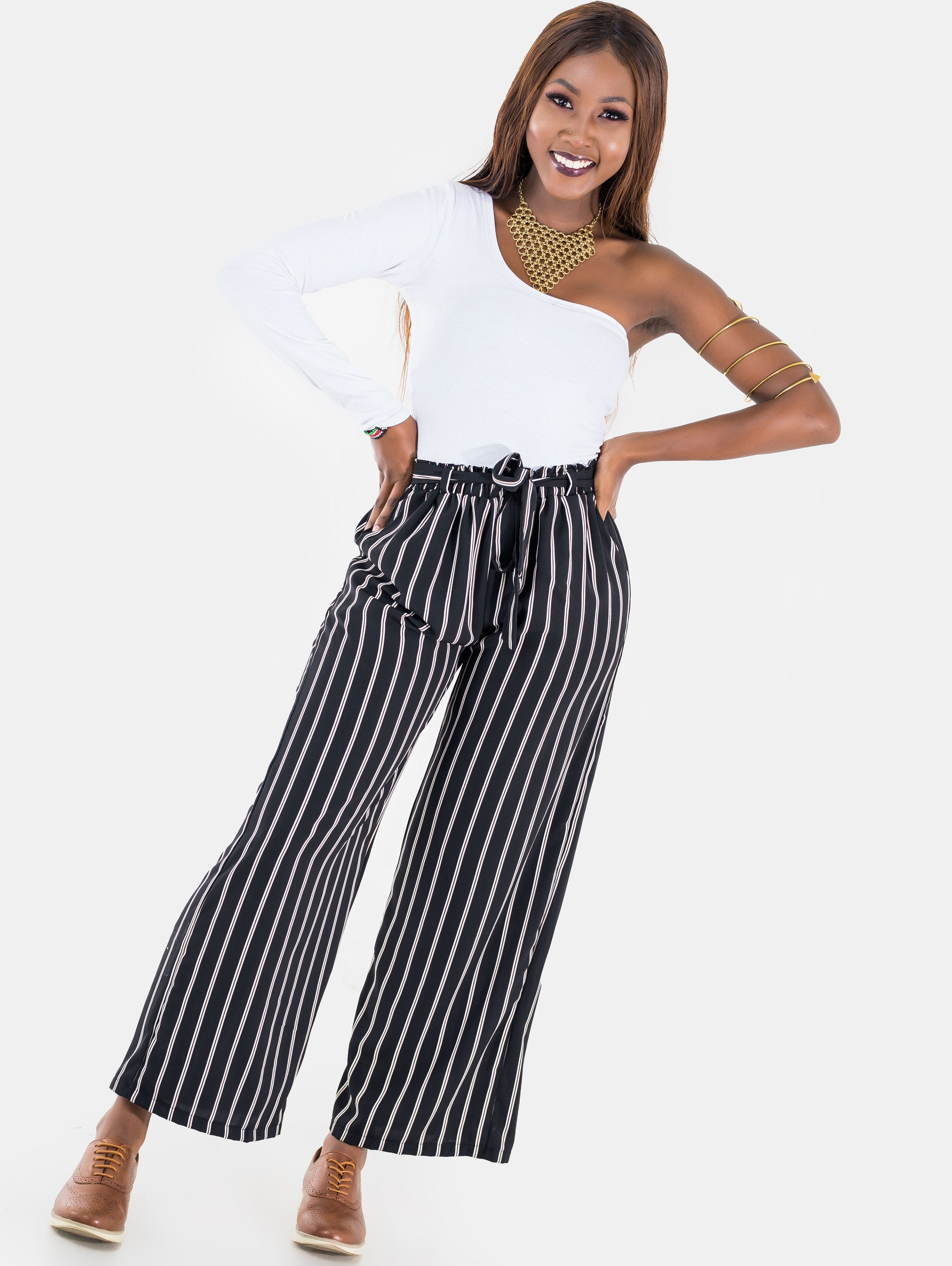 Zetu Basic Tiwi Pants - Black & White - Shop Zetu