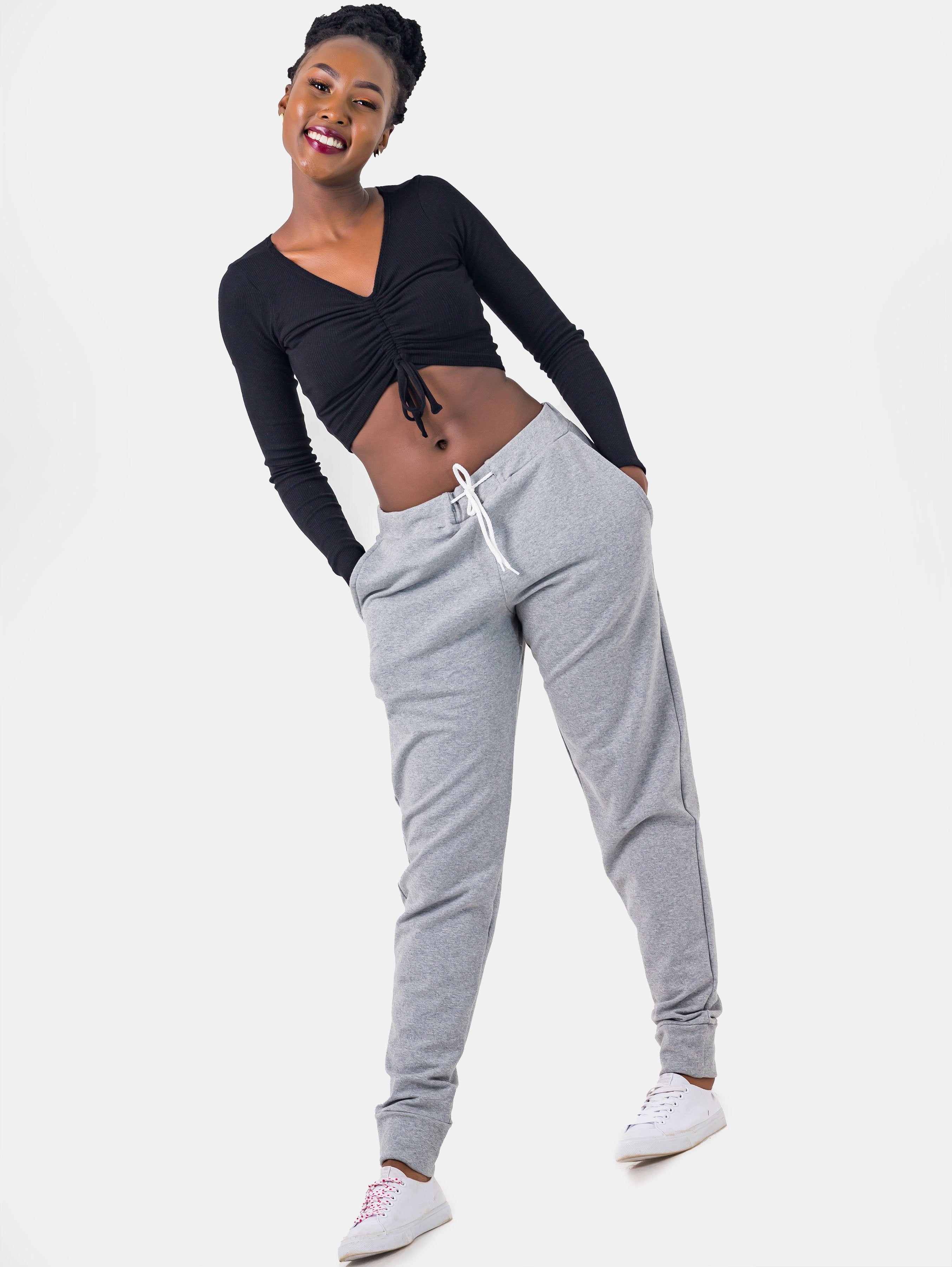 Zetu Basic Long Fleece Unisex Joggers - Light Grey - Shop Zetu