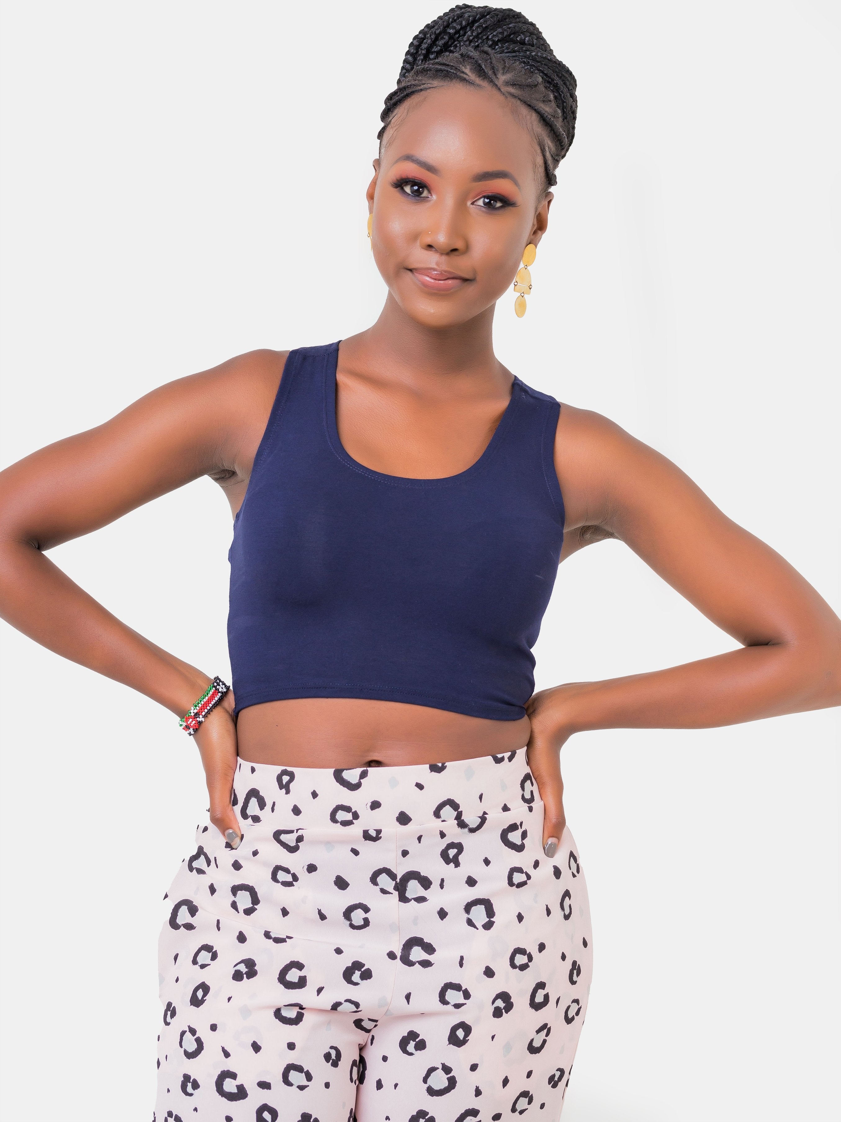 Zetu Jersey Racerback Crop Top - Navy Blue - Shop Zetu