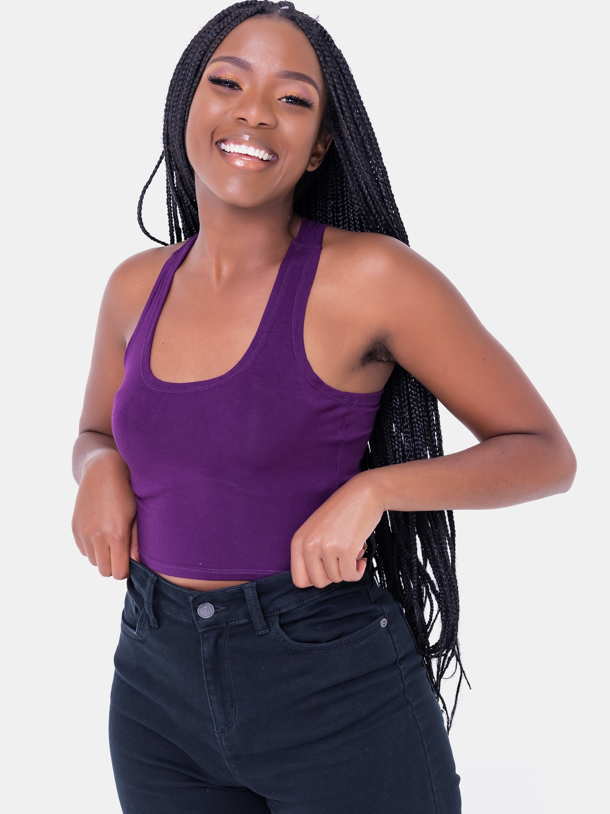 Zetu Jersey Racerback Crop Top - Purple - Shop Zetu