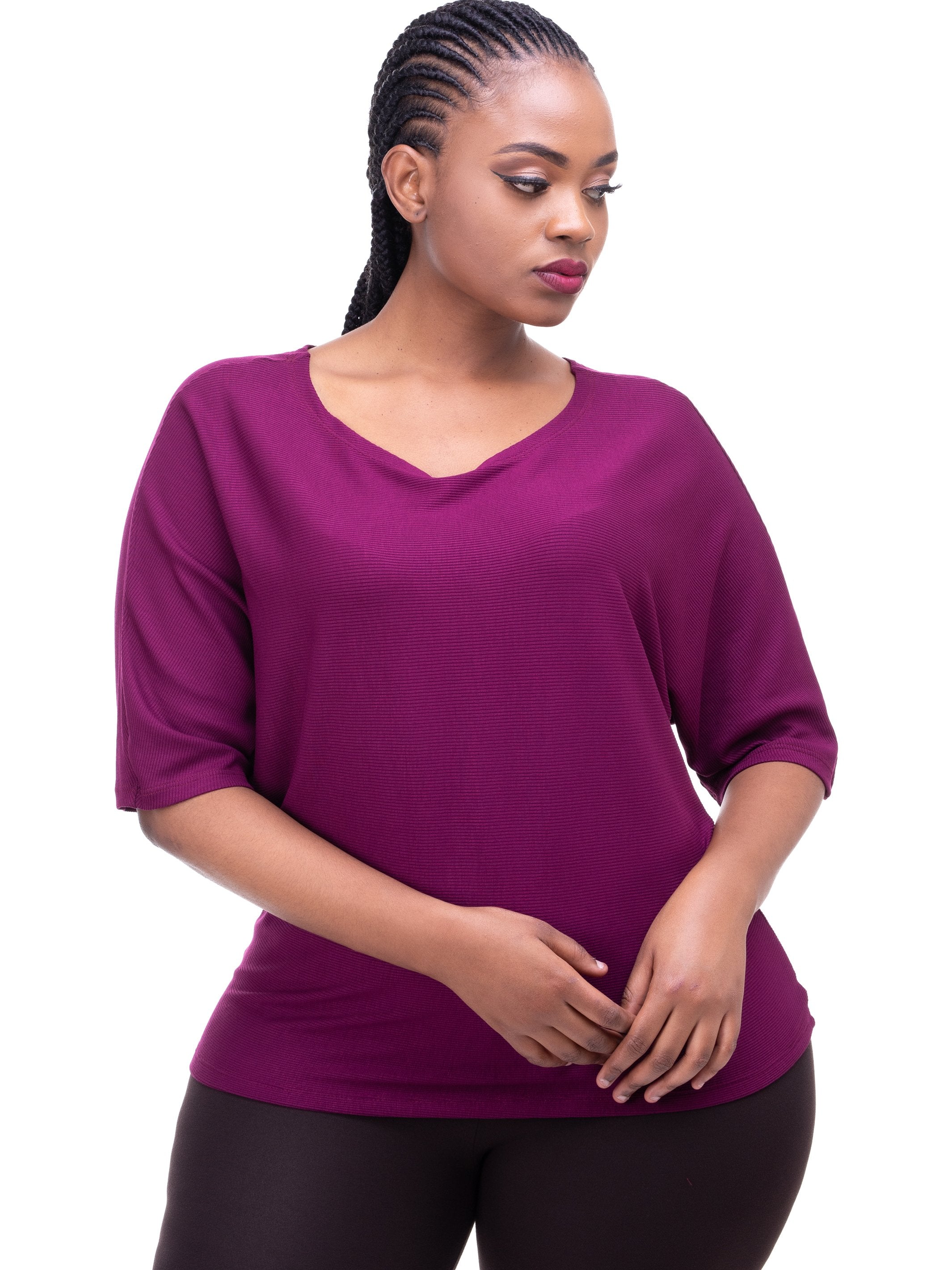 Vivo Sienna Ribbed Top - Burgundy - Shop Zetu