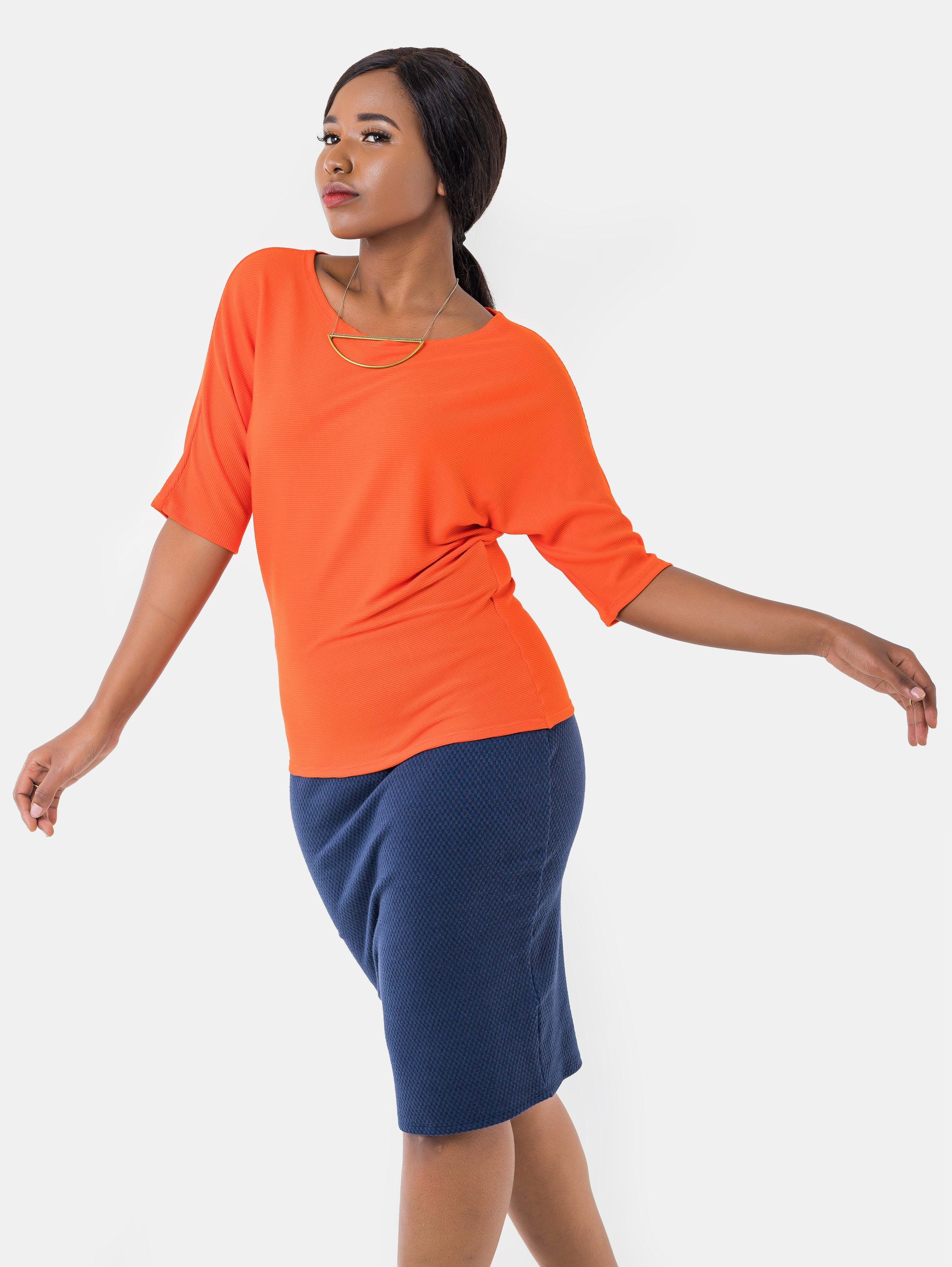 Vivo Sienna Ribbed Top - Orange - Shop Zetu