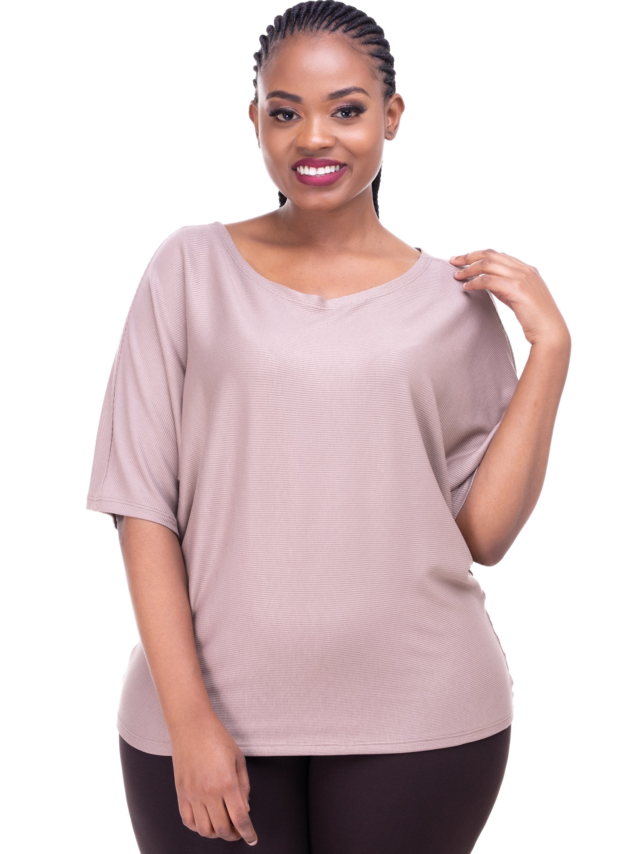 Vivo Sienna Ribbed Top - Taupe - Shop Zetu