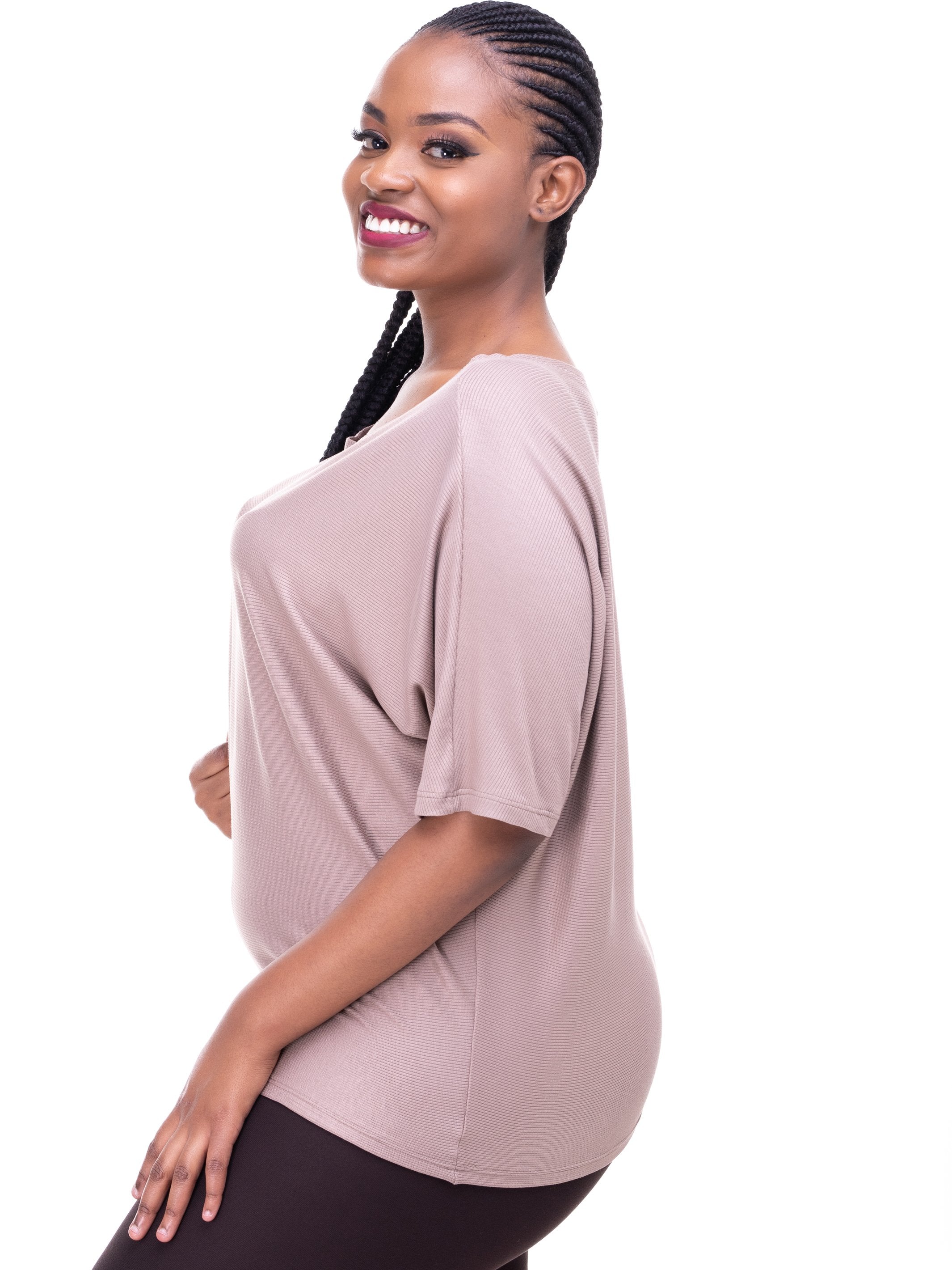 Vivo Sienna Ribbed Top - Taupe - Shop Zetu