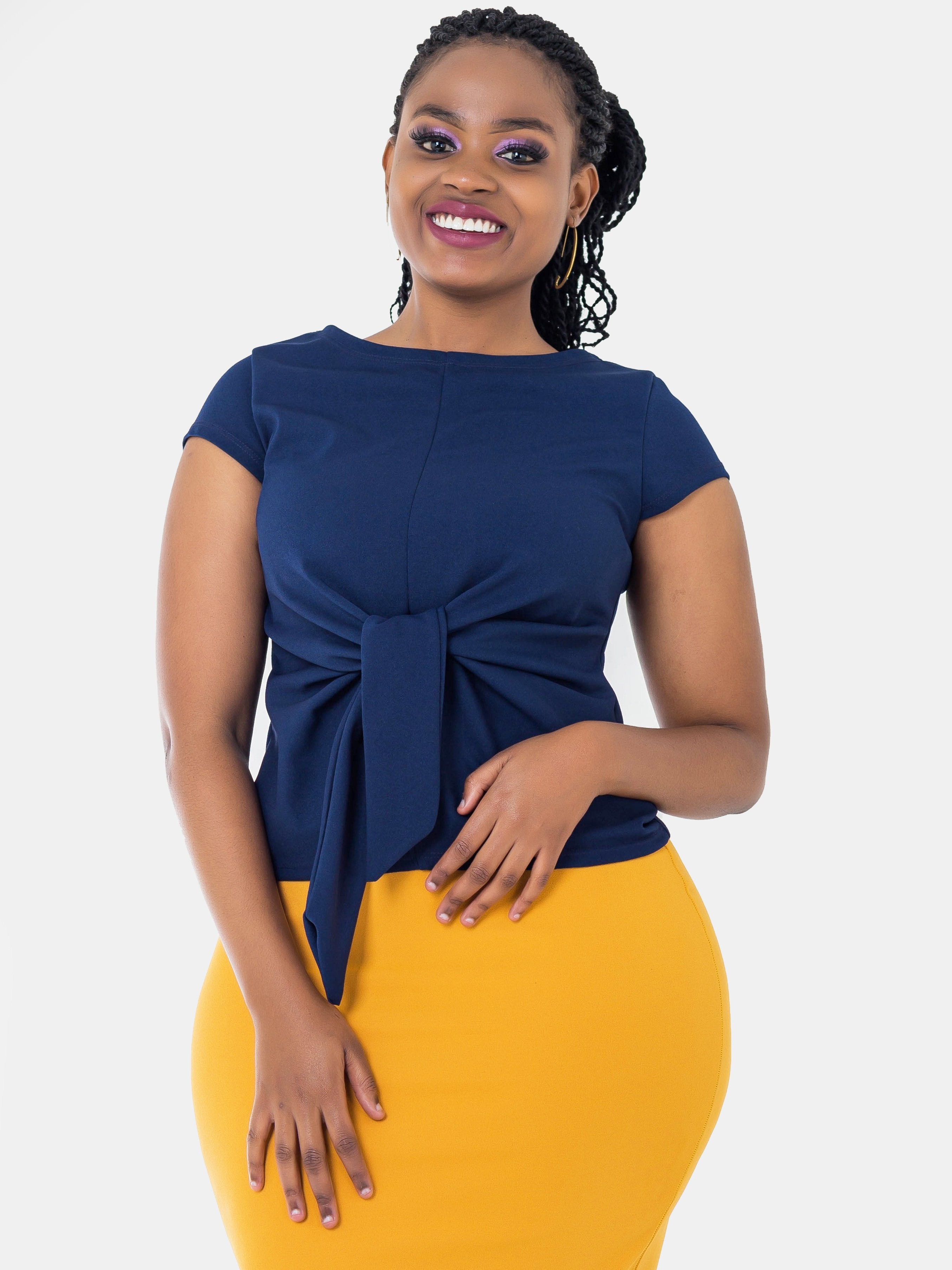 Vivo Mali Tie Top No Ankara - Navy Blue - Shop Zetu