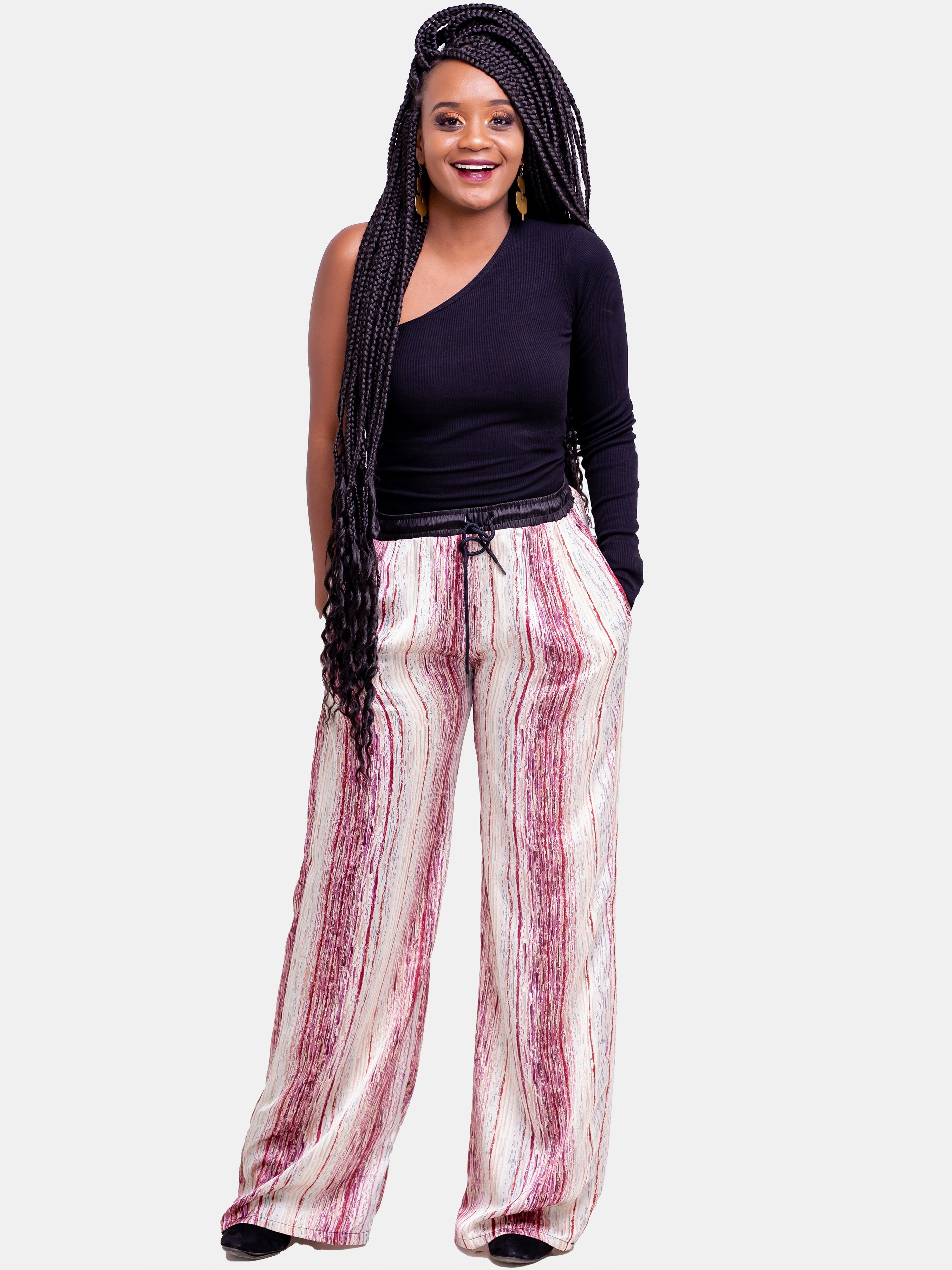 Hijabeefied Long Satin Pants - Peach - Shop Zetu