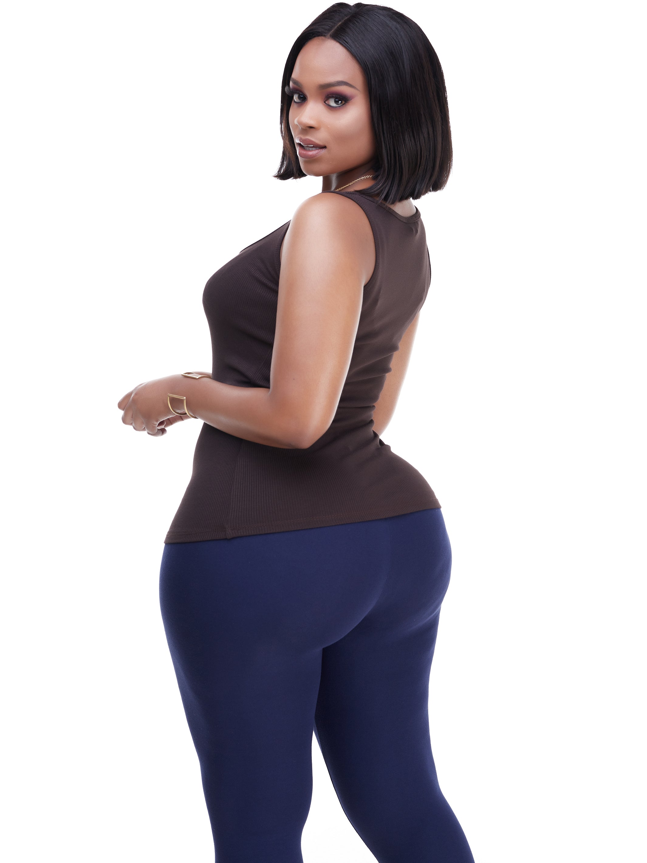 Safari Basic Ribbed Tank Top - Chocolate