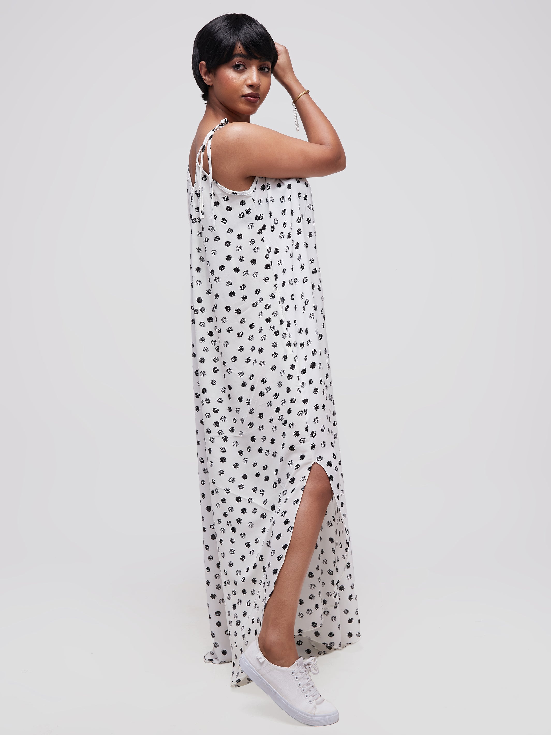 Safari Maisha Strappy Cullote Jumpsuit Coverup - White / Black Print