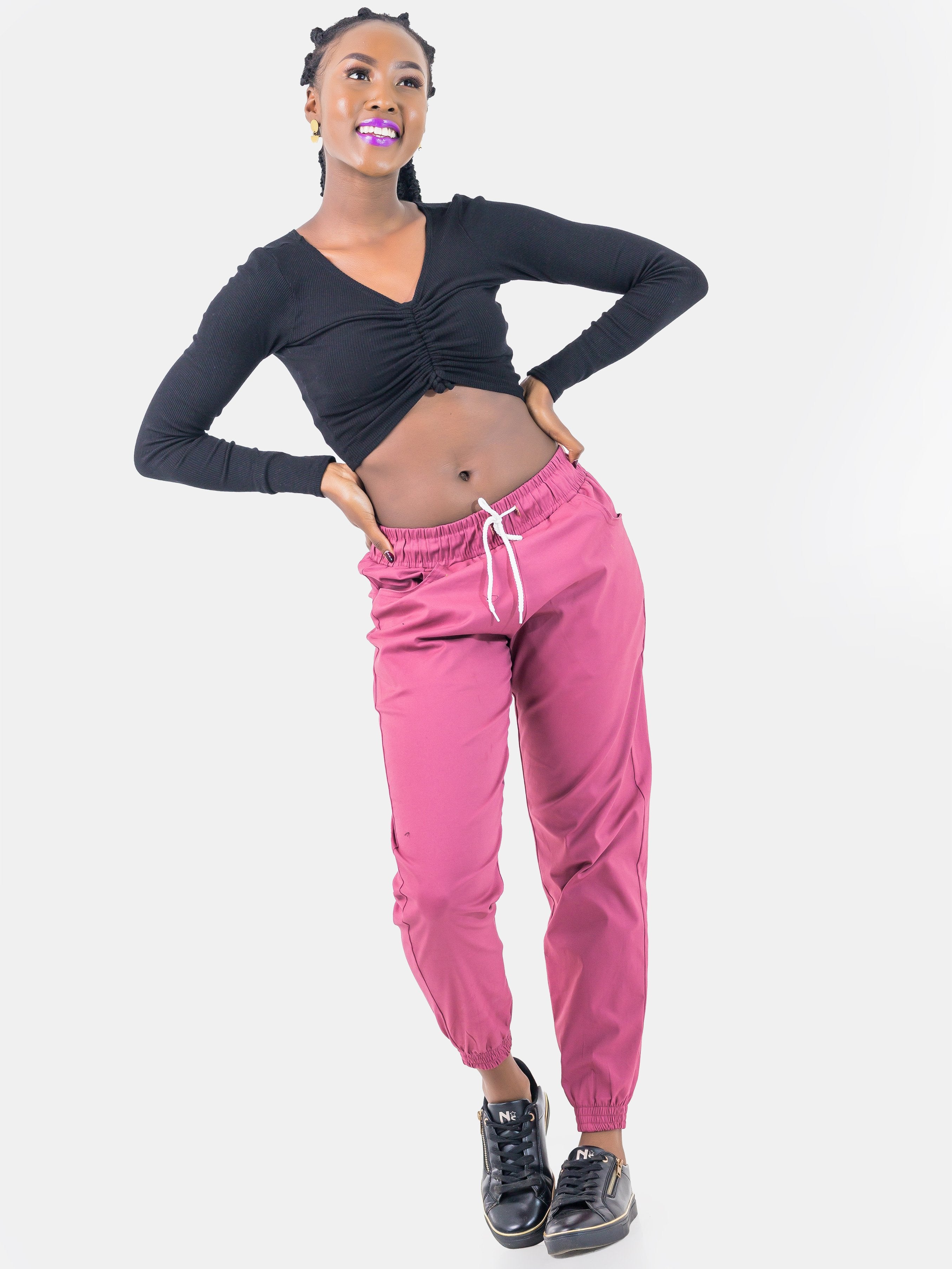 Zetu Khaki Unisex Joggers - Pink - Shop Zetu