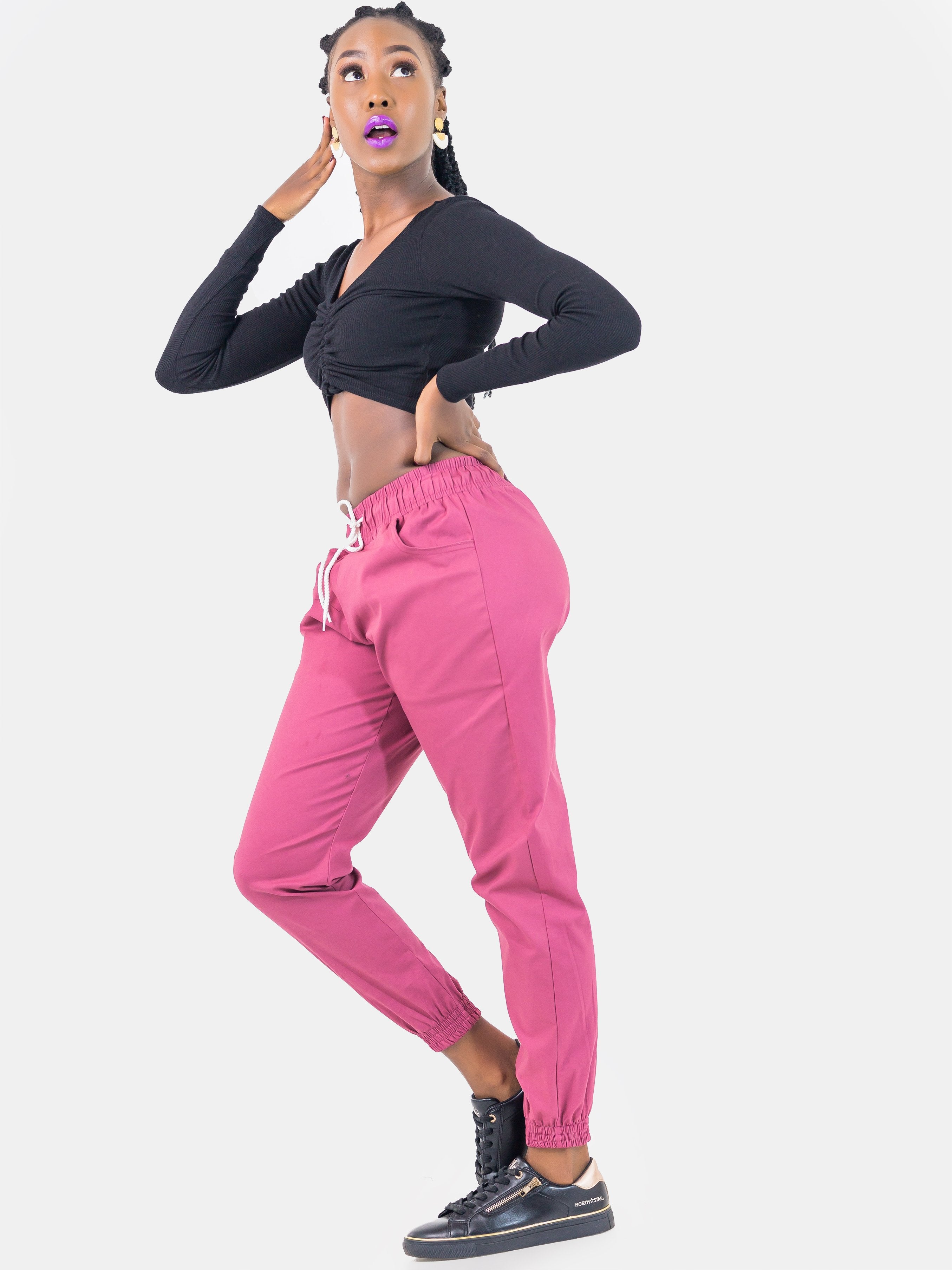 Zetu Khaki Unisex Joggers - Pink - Shop Zetu