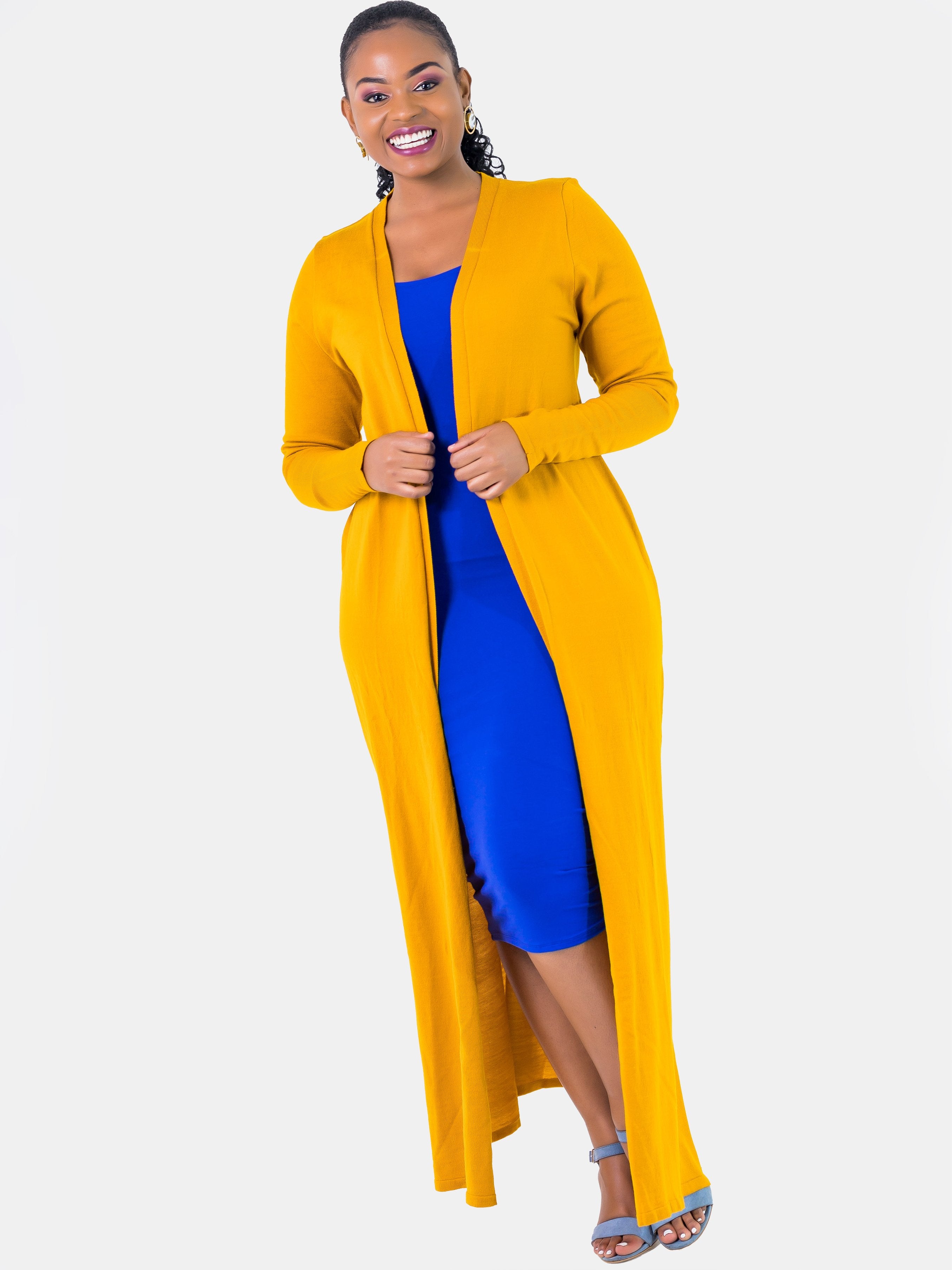 Vivo Ladies Long Sleeve Cardigan - Mustard - Shop Zetu