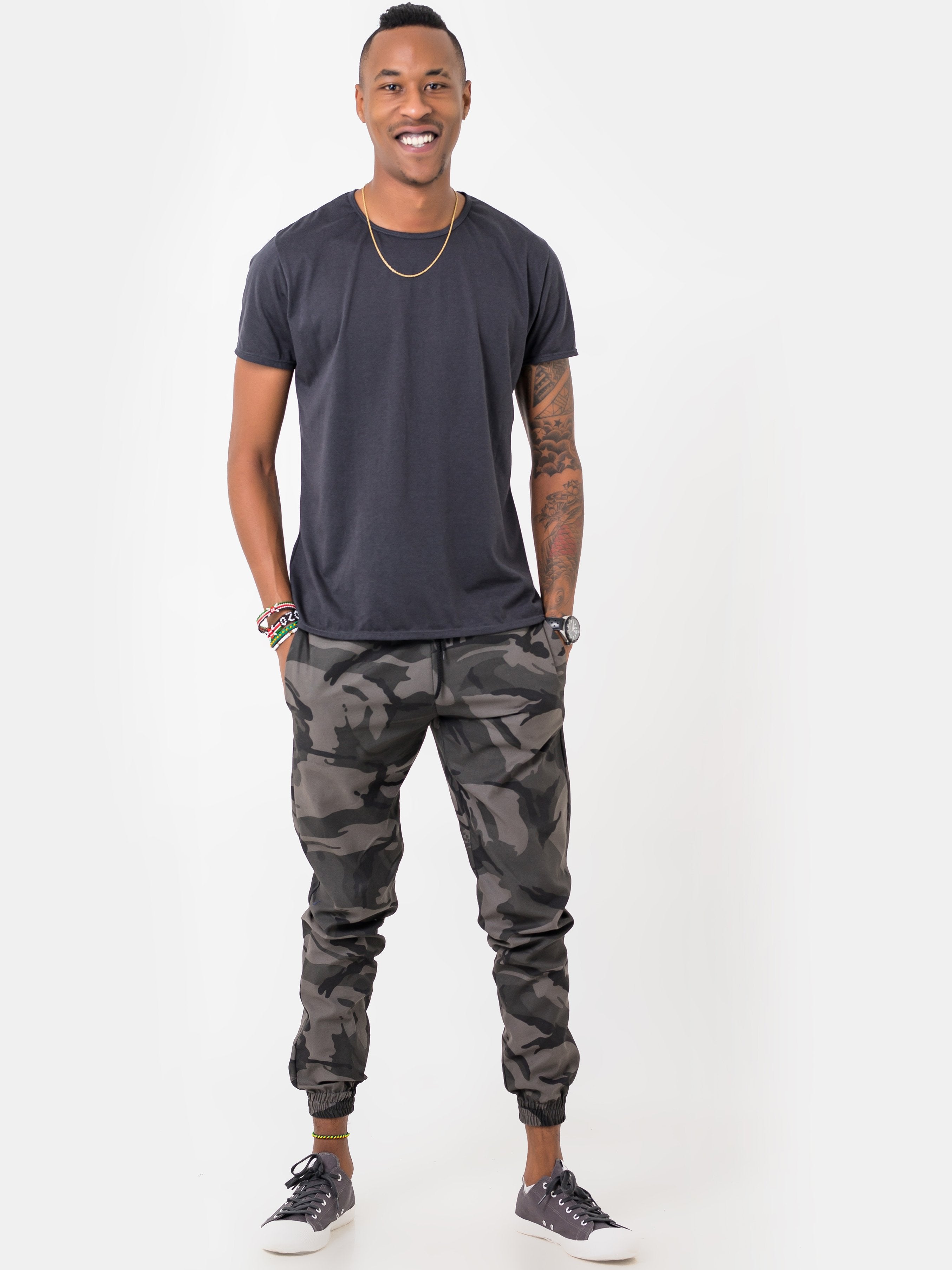 Zetu Long Camo Unisex Joggers - Grey Print - Shop Zetu