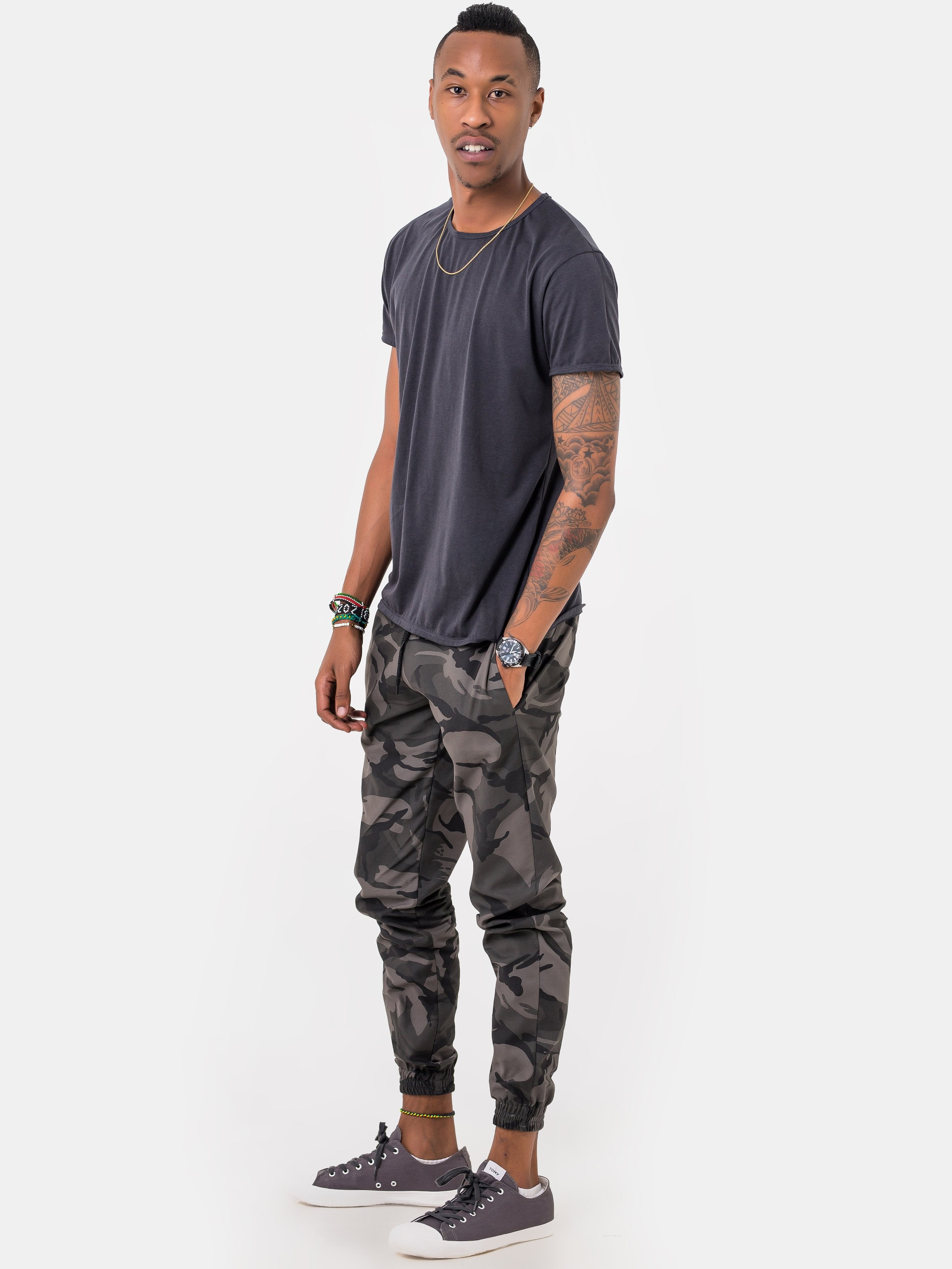 Zetu Long Camo Unisex Joggers - Grey Print - Shop Zetu