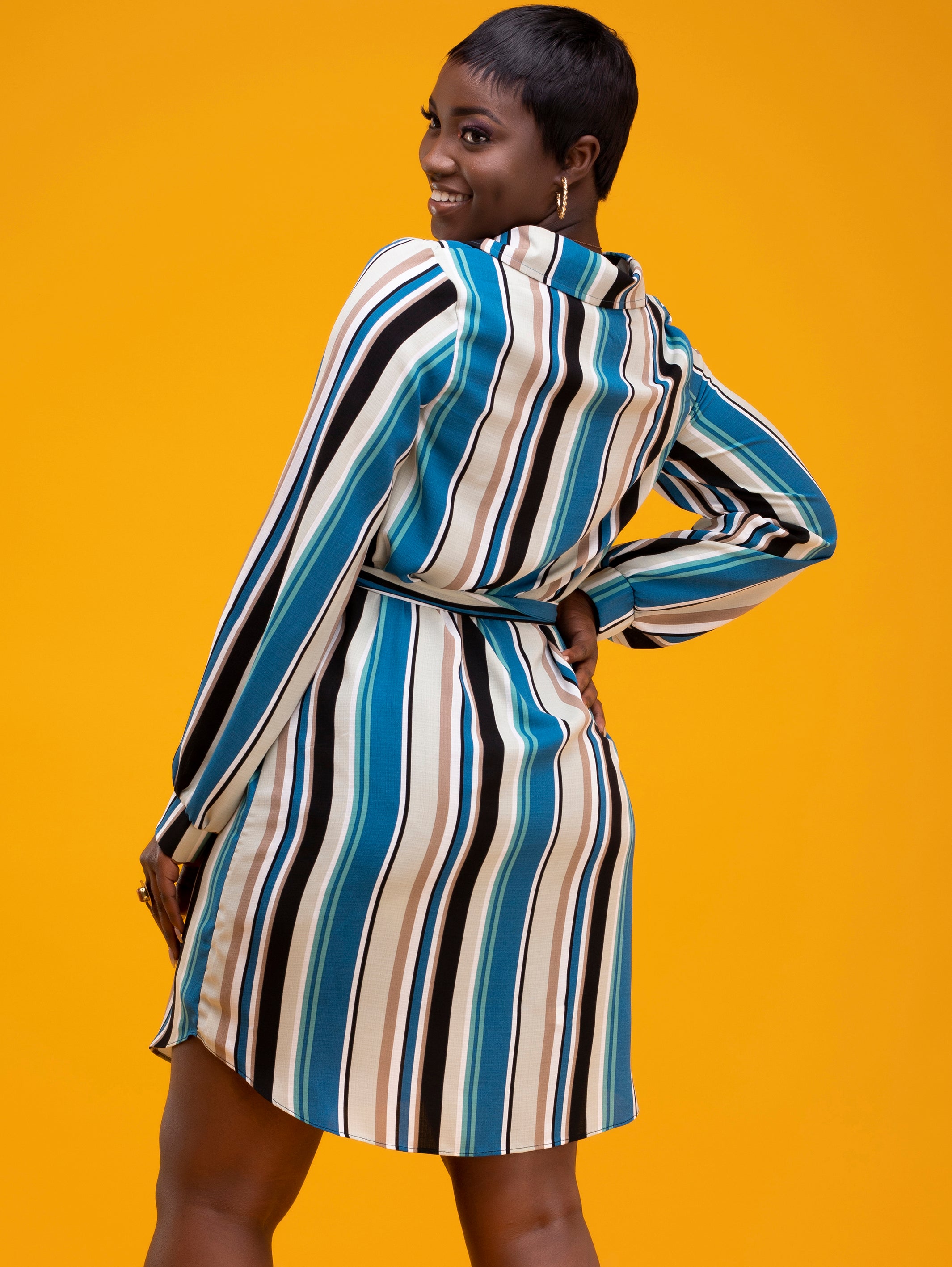 Vivo Tsavo A-Line Dress - Blue / White Print