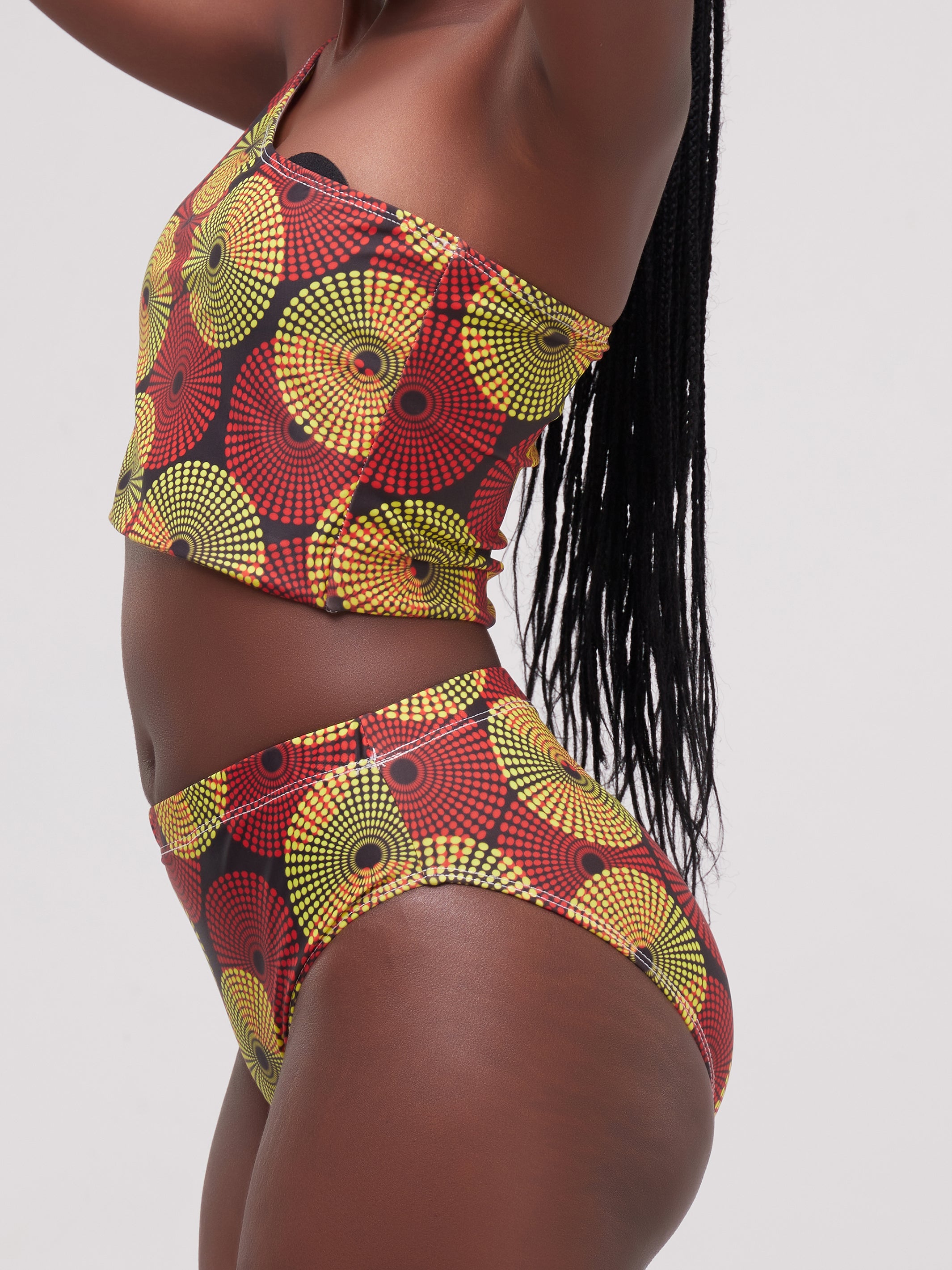 Zoya Essentials One Shoulder Swim Top - Yellow Ankara