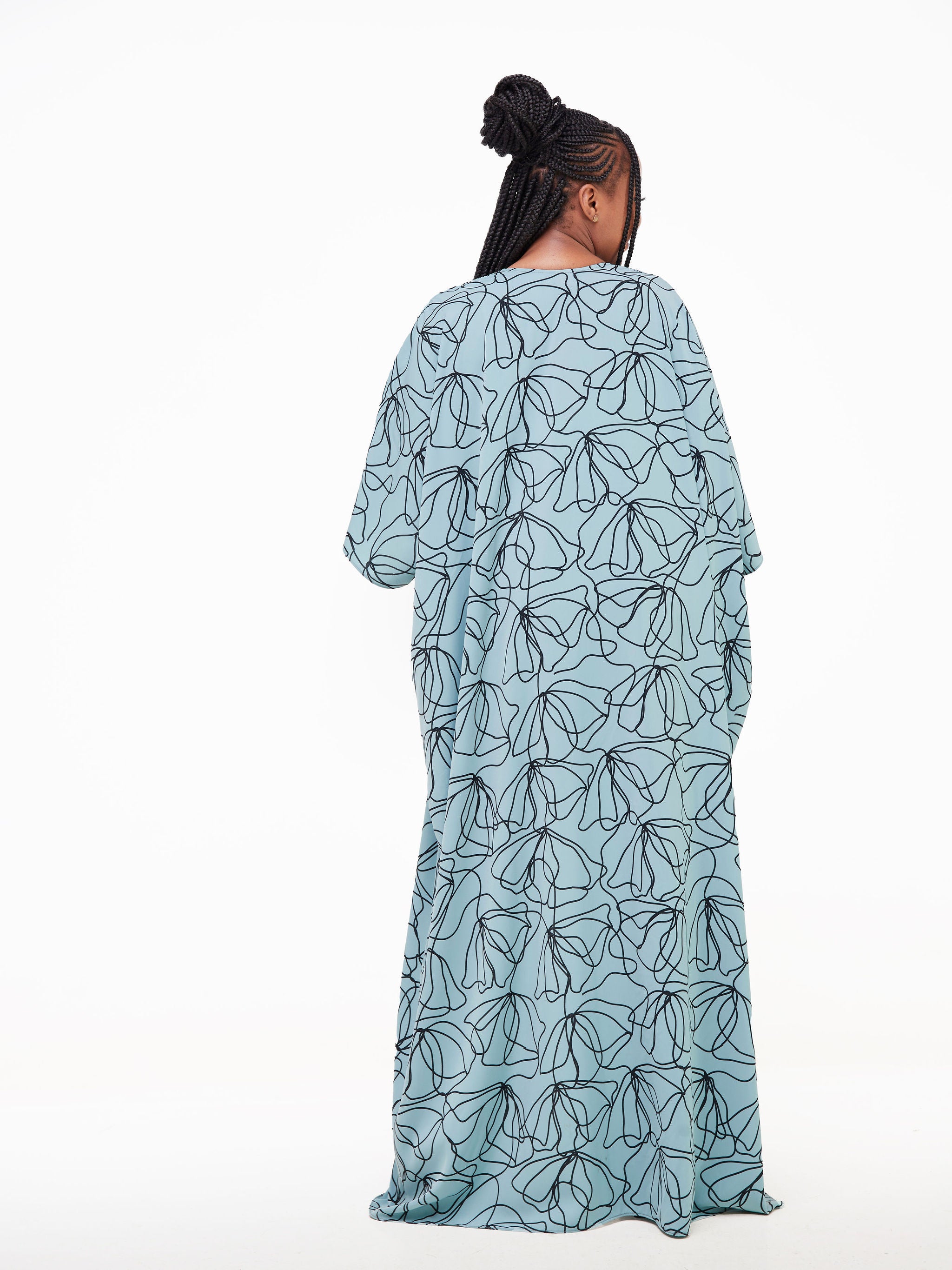 Vivo Dali Drop Shoulder Tie Kimono - Mint Green / Black Abstract Print