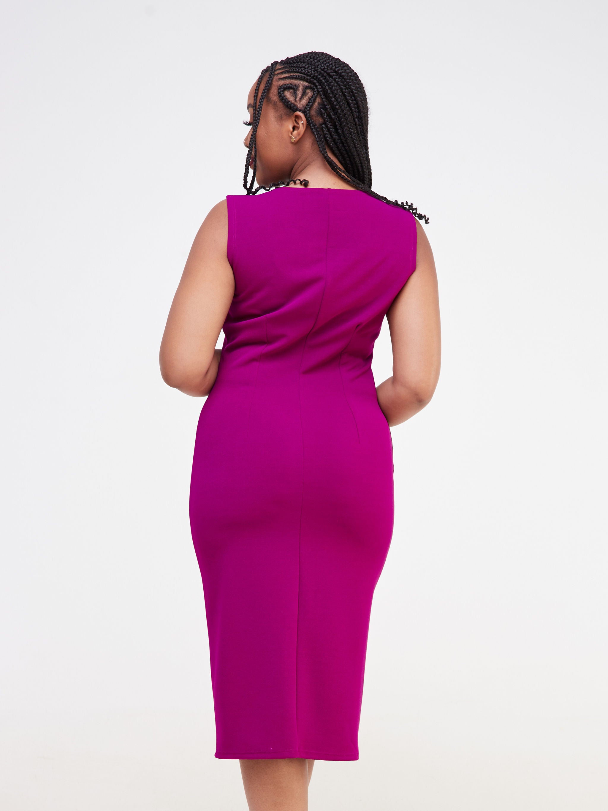 Vivo Nasara Sleeveless Color Block Sheath Dress - Purple / Burgundy Color Block