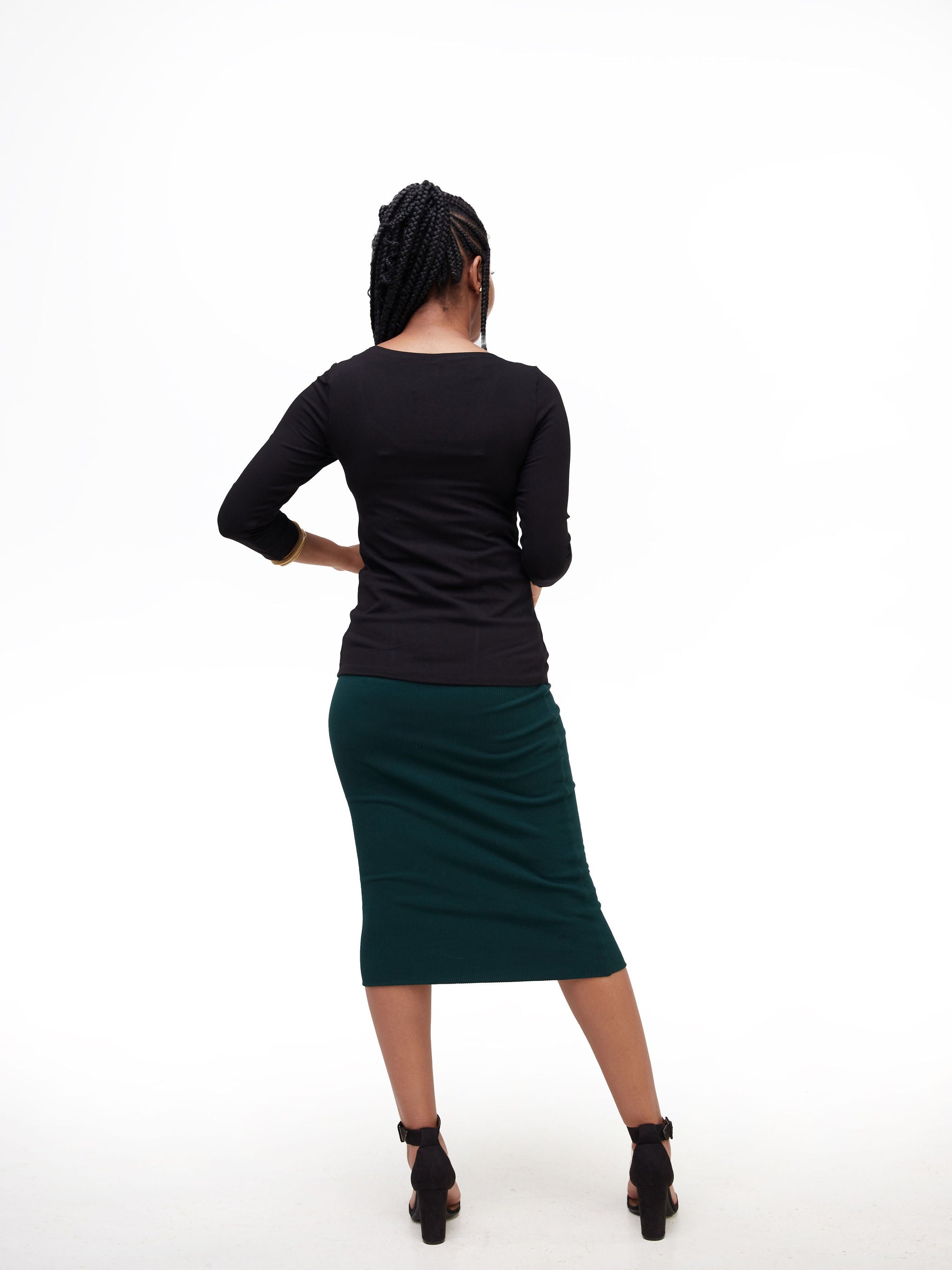 Vivo Basic 3/4 Sleeve Top - Black