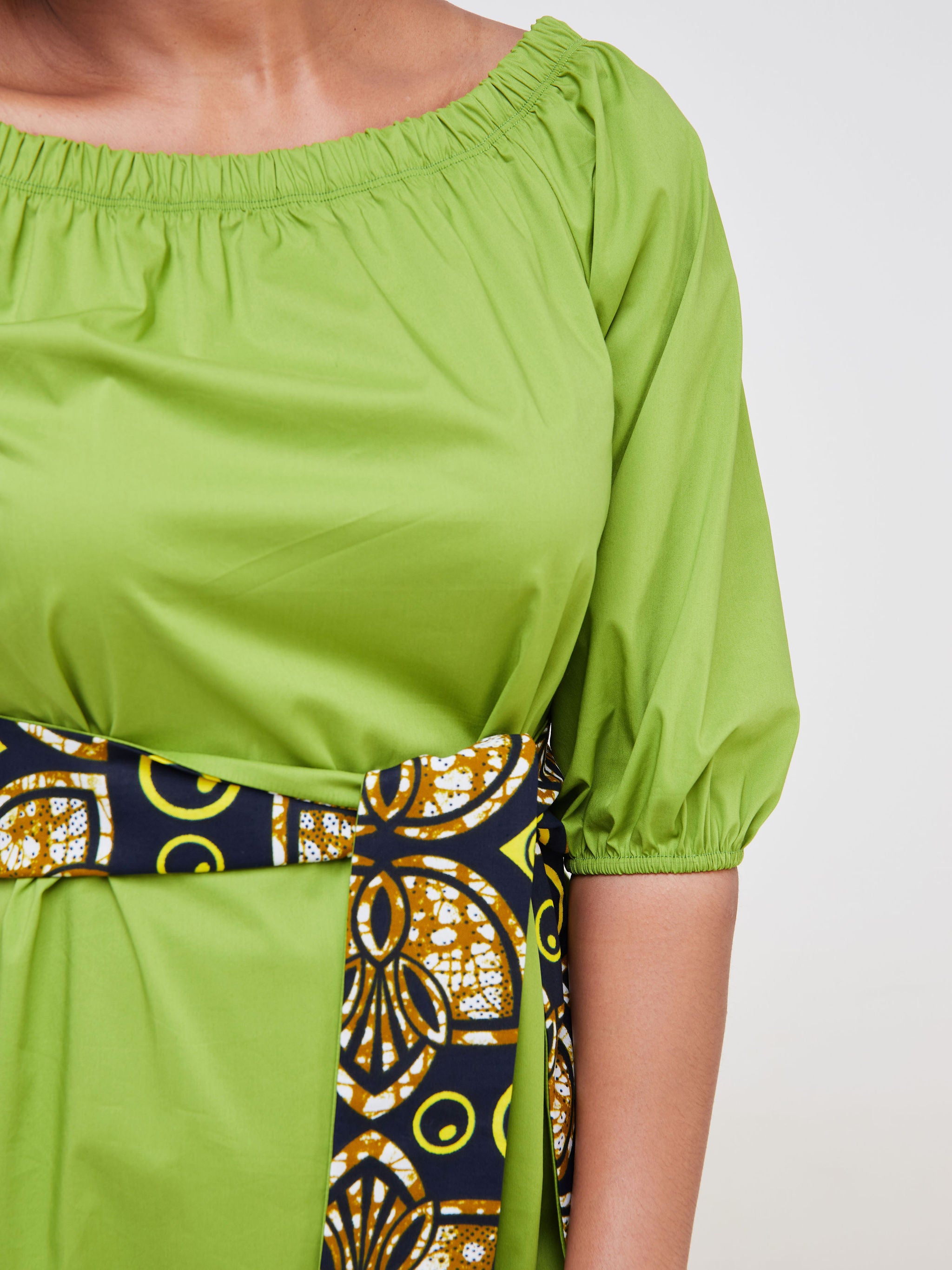 Safari Tawi 3/4 Sleeve Off Shoulder Maxi - Green