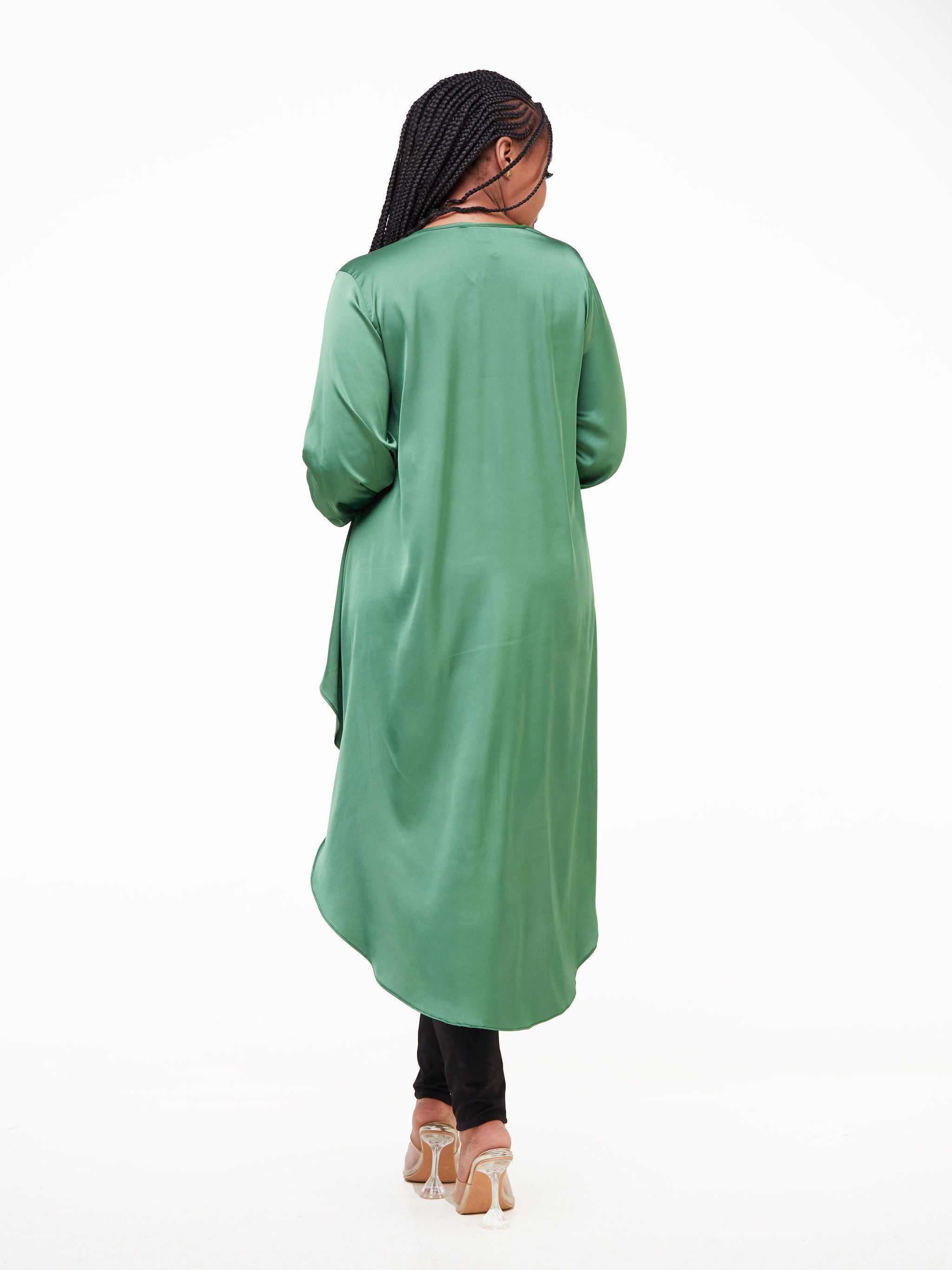 Vivo Basic Nalia Satin High Low Top - Dark Green